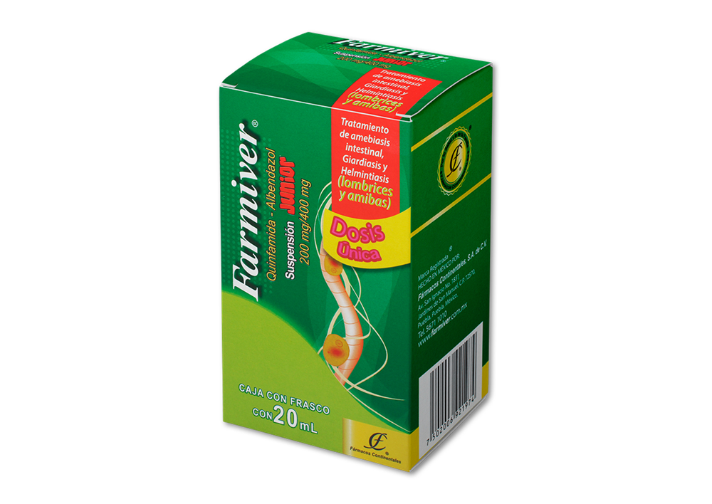 FARMIVER JUNIOR 1 SUSP 200/400MG/20 ML QUINFAMIDA;ALBENDAZOL