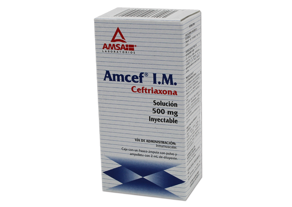 AMCEF I.M. 1 FA 500MG/2 ML CEFTRIAXONA