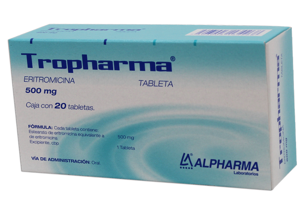 TROPHARMA 20 TAB 500 MG ERITROMICINA