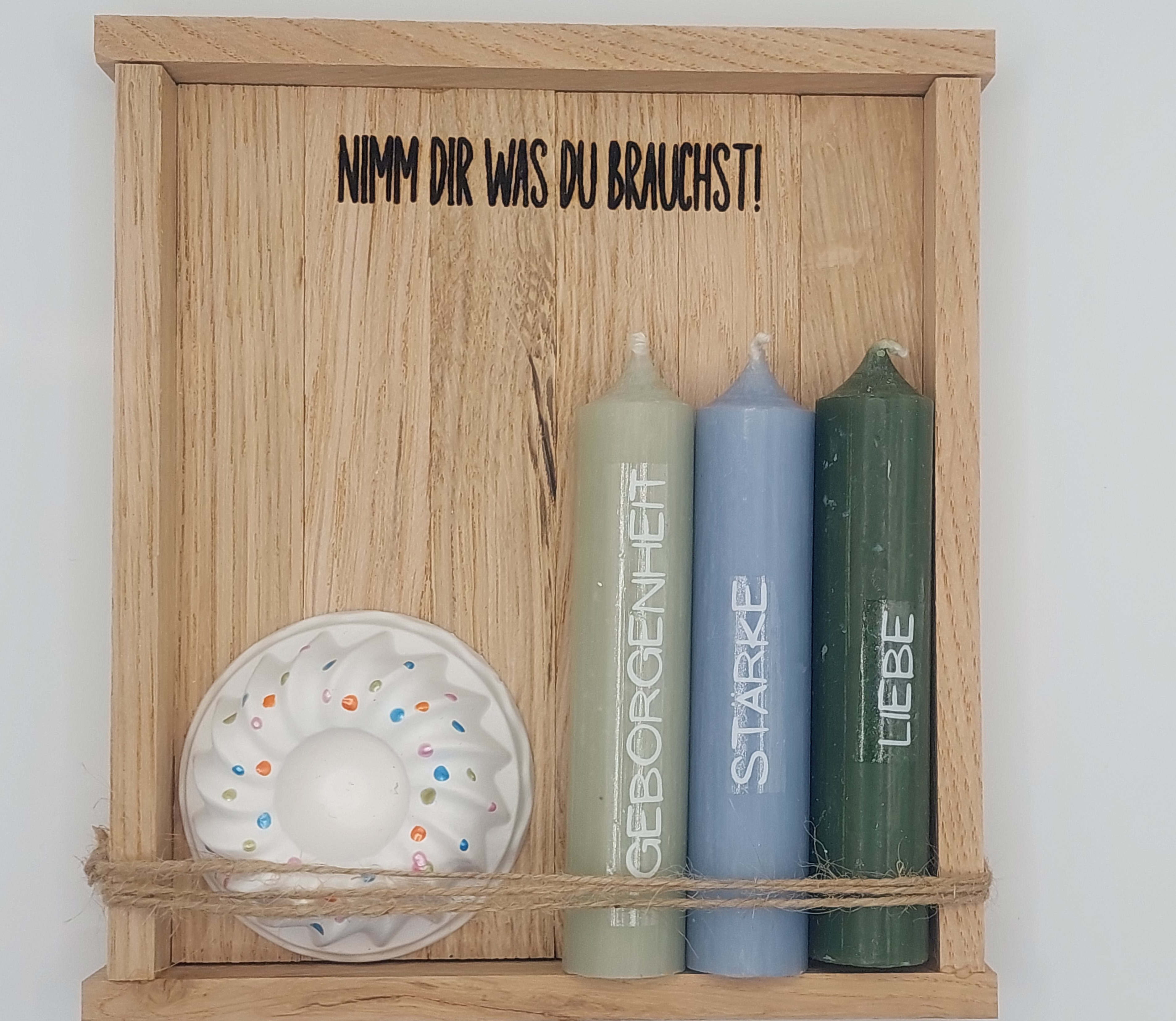 Geschenkset mit Kerzen und Kerzenhalter