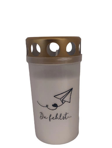 Grabkerze mit Spruch