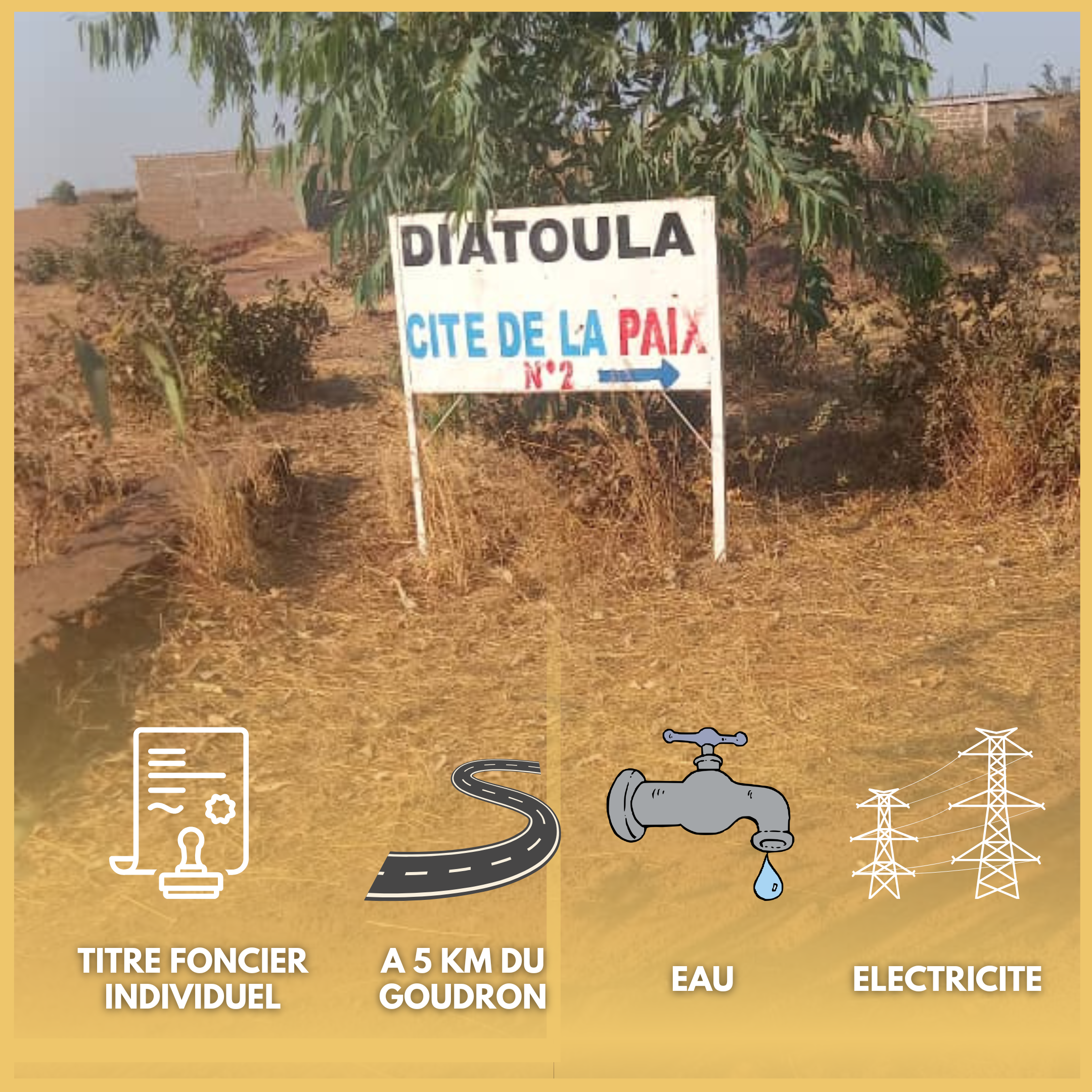 69 parcelles à Diatoula-cité de la paix (Bamako) – 6 500 000 FCFA l’unité