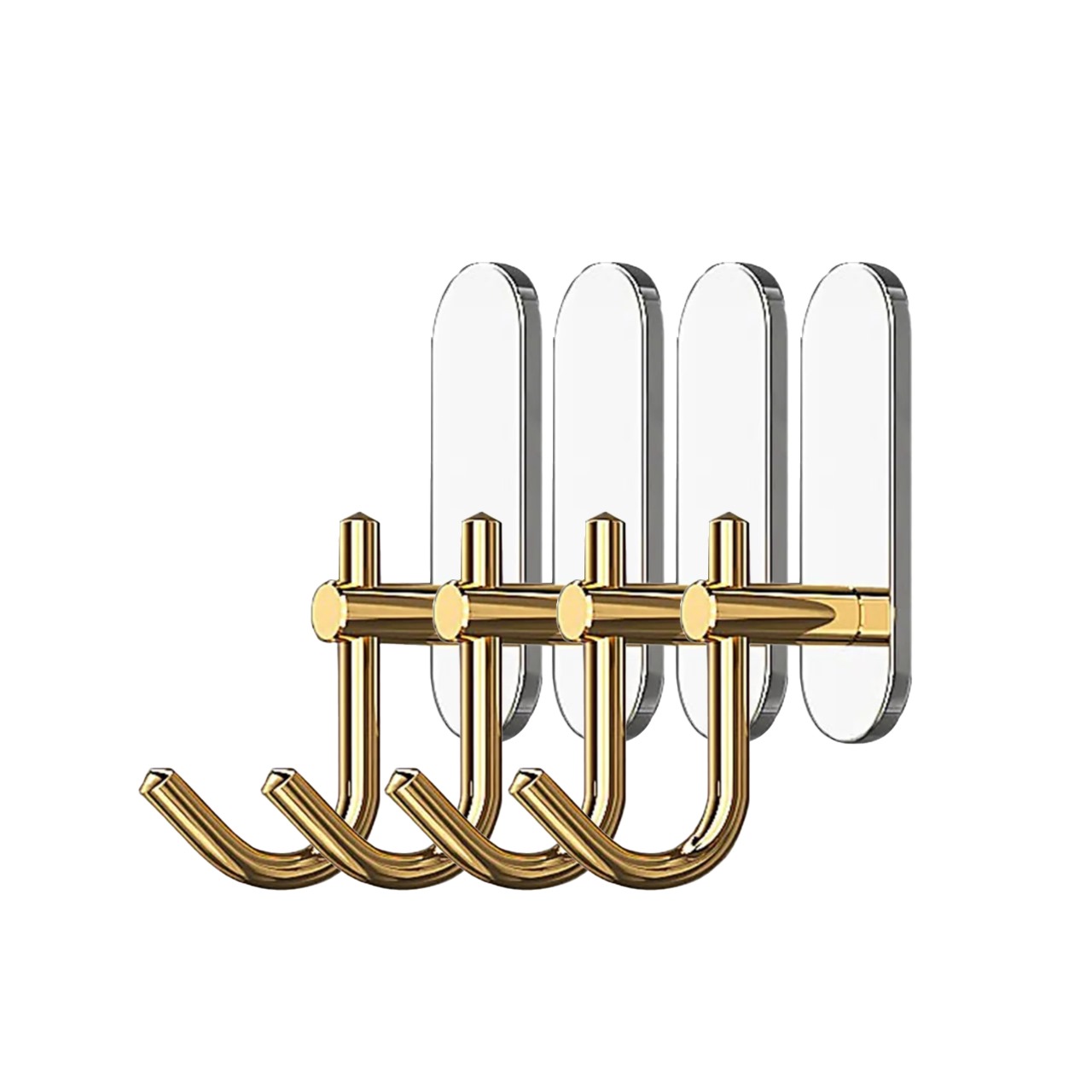 ZALCOON Golden Cloth Hook for bathroom, kitchen,  Towel robe Hook, Stainless Steel, With Marble Oval Plate Heavy Duty Wall Mounted Robe Hooks, Bathroom Organizer (Pack of 4)