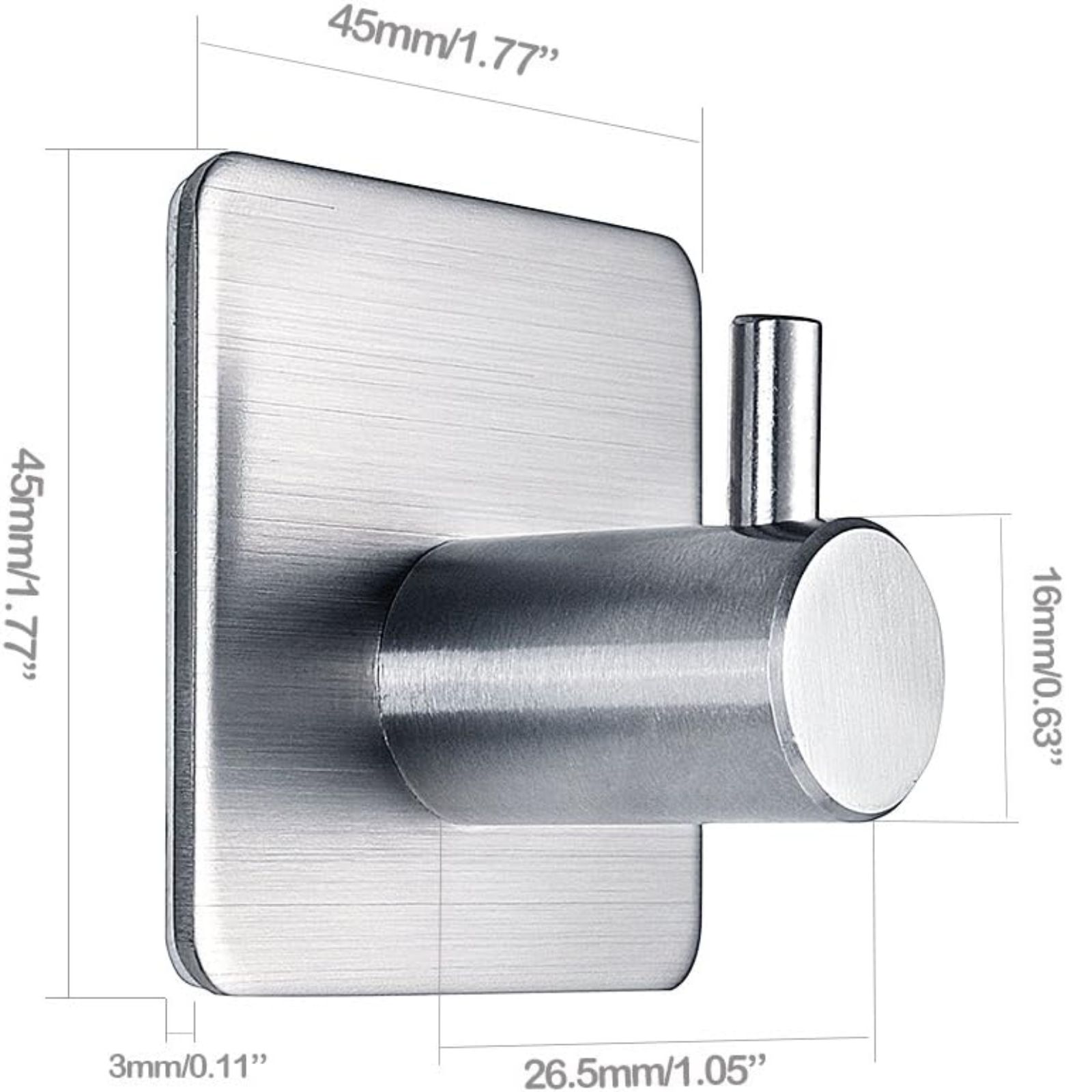 Zalcoon Adhesive Hooks, Self Adhesive Towel Hooks Waterproof Shower Wall Stick on Hooks Heavy Duty Stainless Steel Bathroom Kitchen Sticky Hooks for Towel Robe Loofah Key Coat Bag 6 Pcs