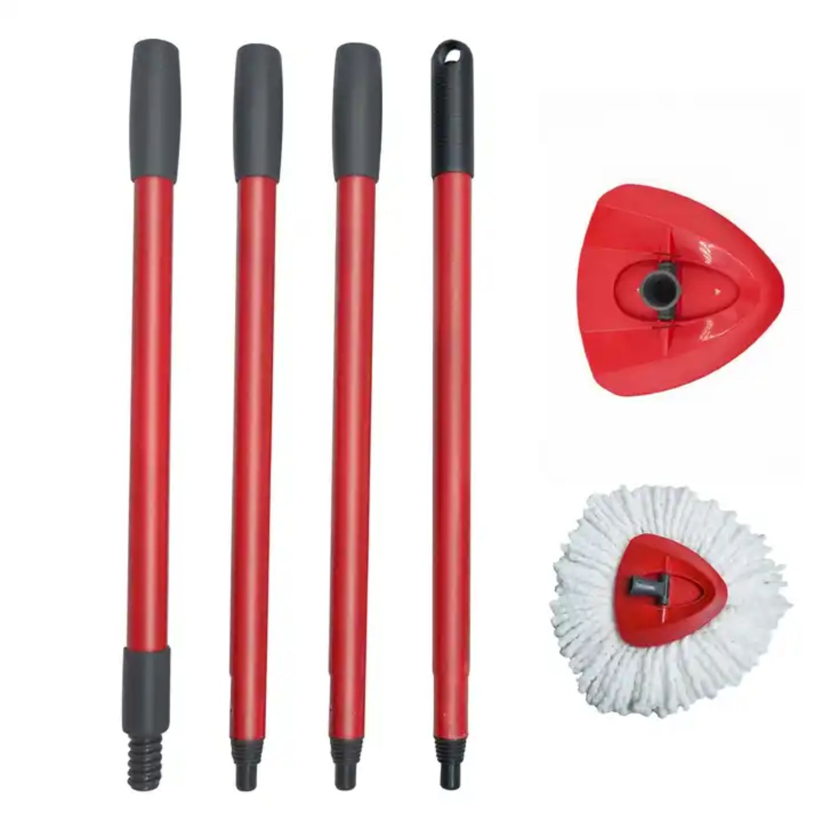 Spin Mop Replacement Handle & Base - Mop Stick Compatible with Vileda / O-Cedar Spin Mop, 4-Section 30" to 58" Mop Handle Replacement Stick with Base, EasyWring Mop Handle for Floor Cleaning