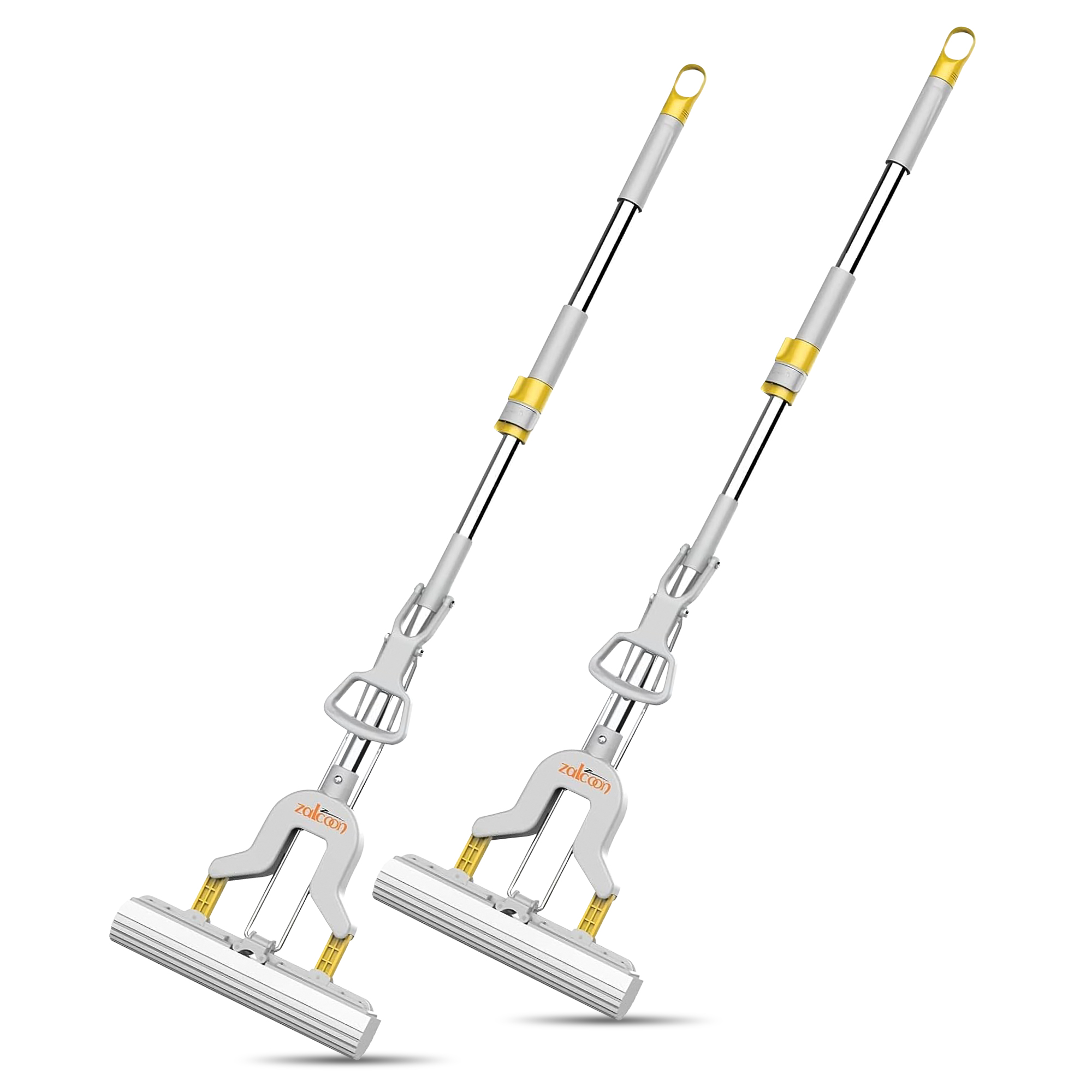 ZALCOON PVA Folding Sponge Mop, Self Squeeze Super Absorbent PVA Sponge Heads | Telescopic Metal Handel | Household Cleaning Tool for Kitchen, Tiles, Multi-Surface Hard Floors (Pack of 1)