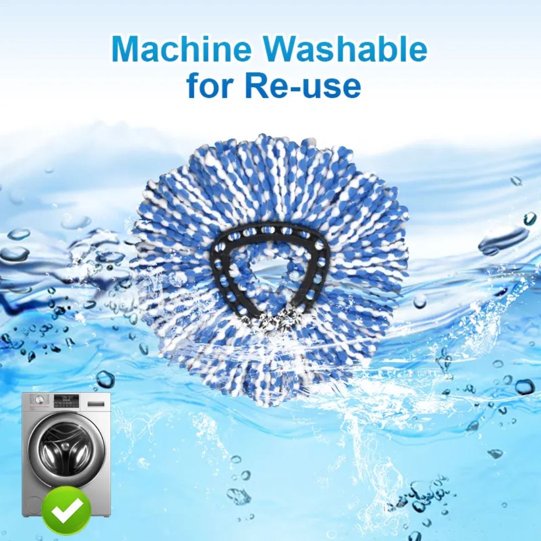 zalcoon Spin Mop Heads Replacement Compatible with Vileda Spin Mop, Easy Wring Dust Mop Head Replacement for Floor Cleaning, Triangle Shape (Pack of 4 Pieces) (Blue)