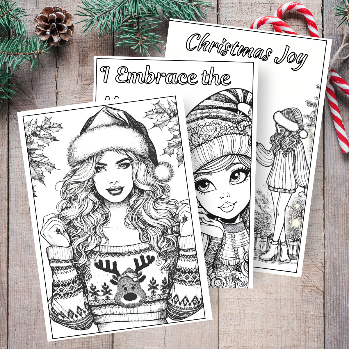 Christmas Women Colouring Book