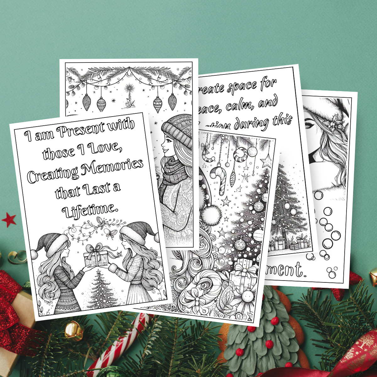 Christmas Women Colouring Book