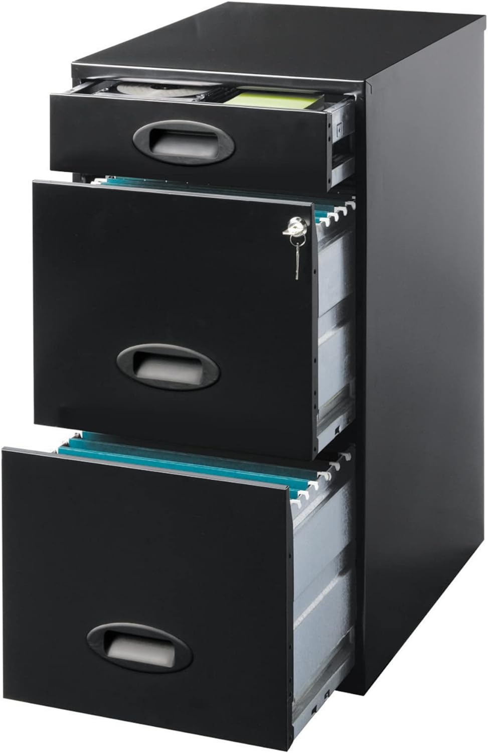 SOHO 18" D 3-Drawer Organizer Vertical File Cabinet, Black