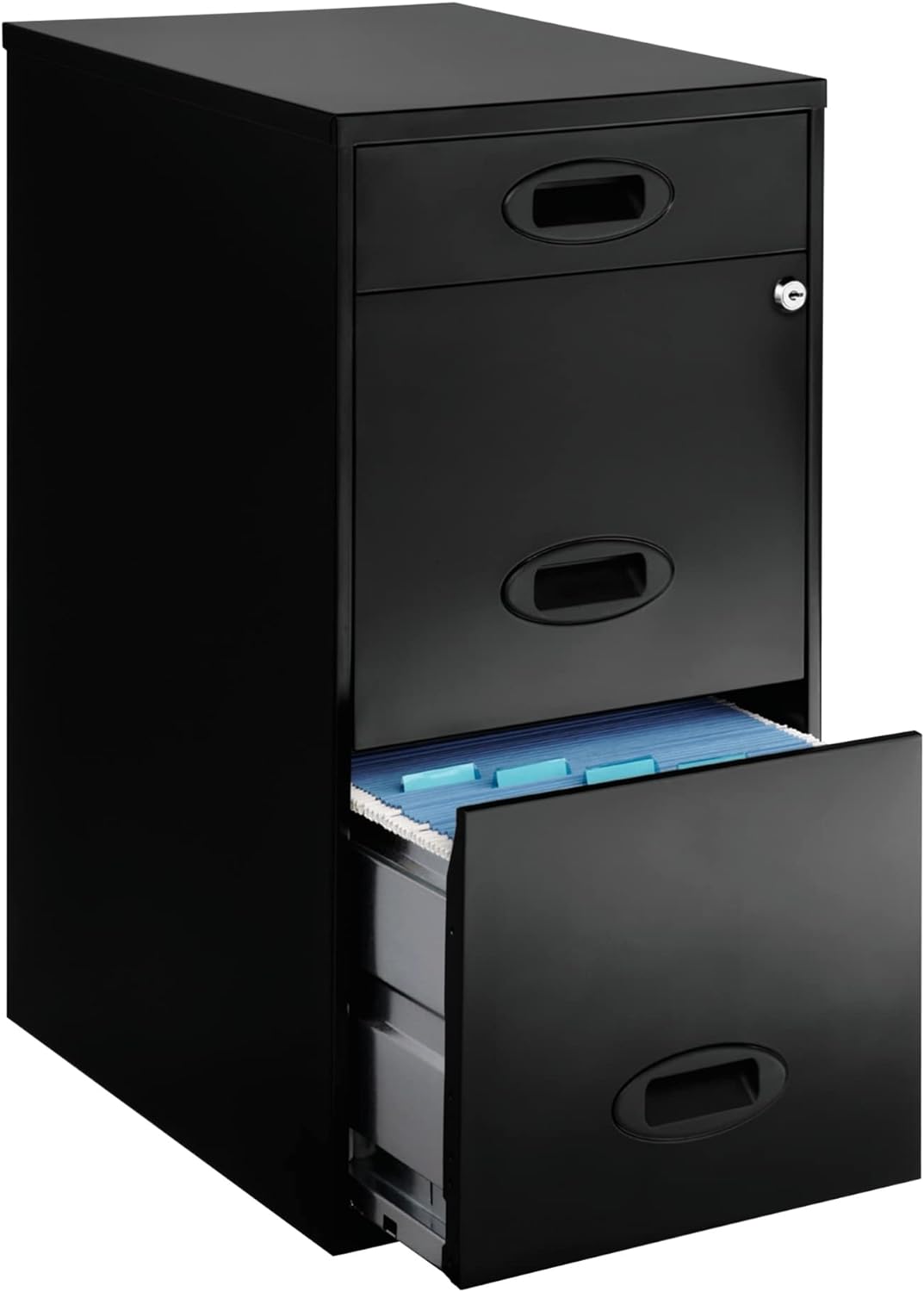SOHO 18" D 3-Drawer Organizer Vertical File Cabinet, Black
