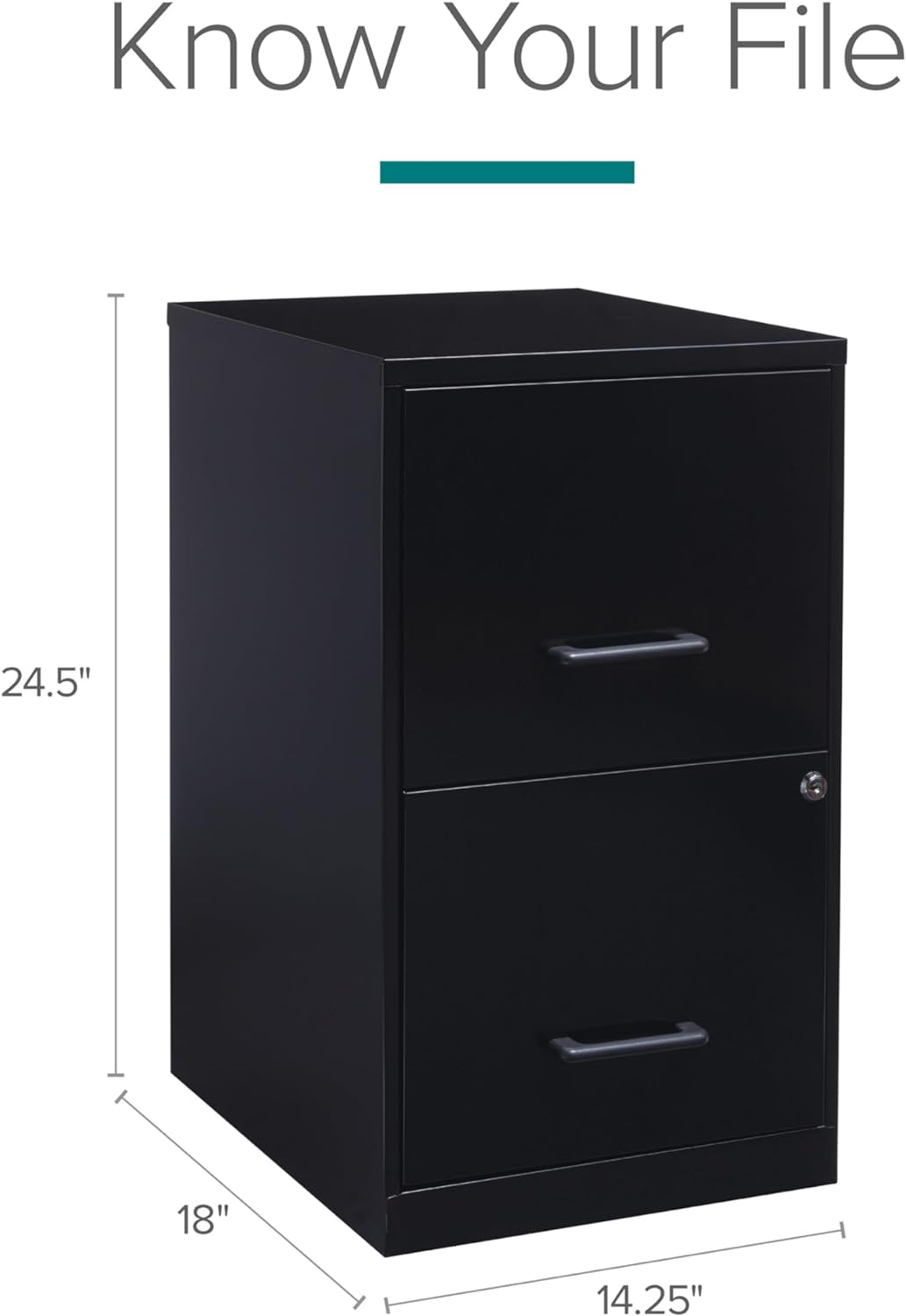14341 18 Deep 2-Drawer File Cabinet, Black