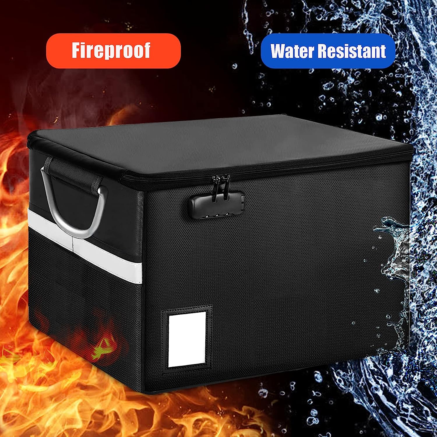 Document File Organizer Box, Fireproof Storage Filing Cabinet Box with Lock, Portable Office Safe Box for Hanging Letter/Legal Folder 16.1 x 12.9 x 11 inch