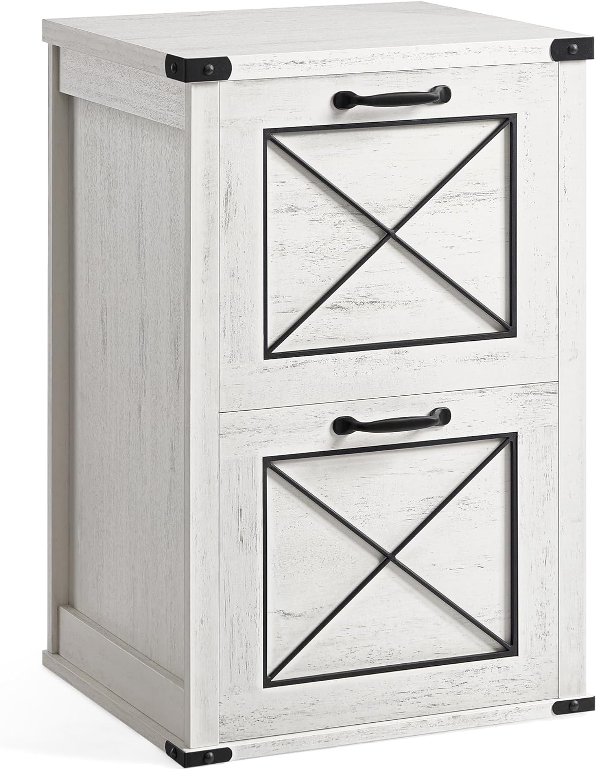 File Cabinet, Filing Cabinet with 2 File Drawers, Printer Stand, Fit A4, Letter Size, Hanging File Folders, Modern Farmhouse Style, for Home Office, Study, Rustic White UOFC048T73