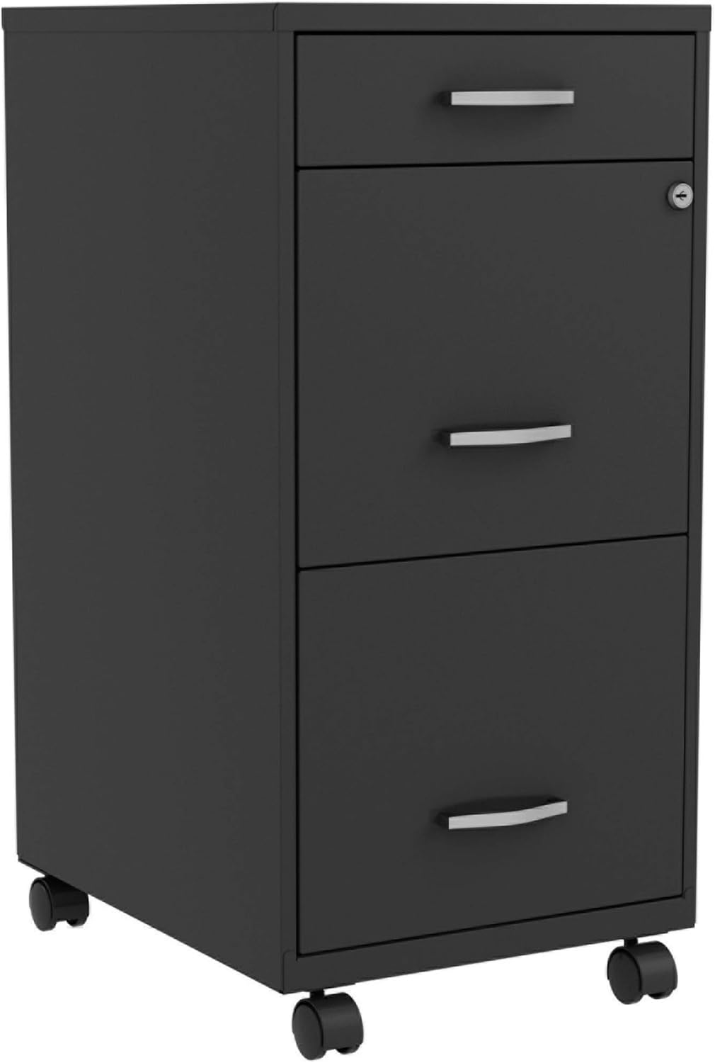 LYS SOHO Box/File/File 3-Drawer Mobile File Cabinet, Black, 14.3" x 18" x 29.5"