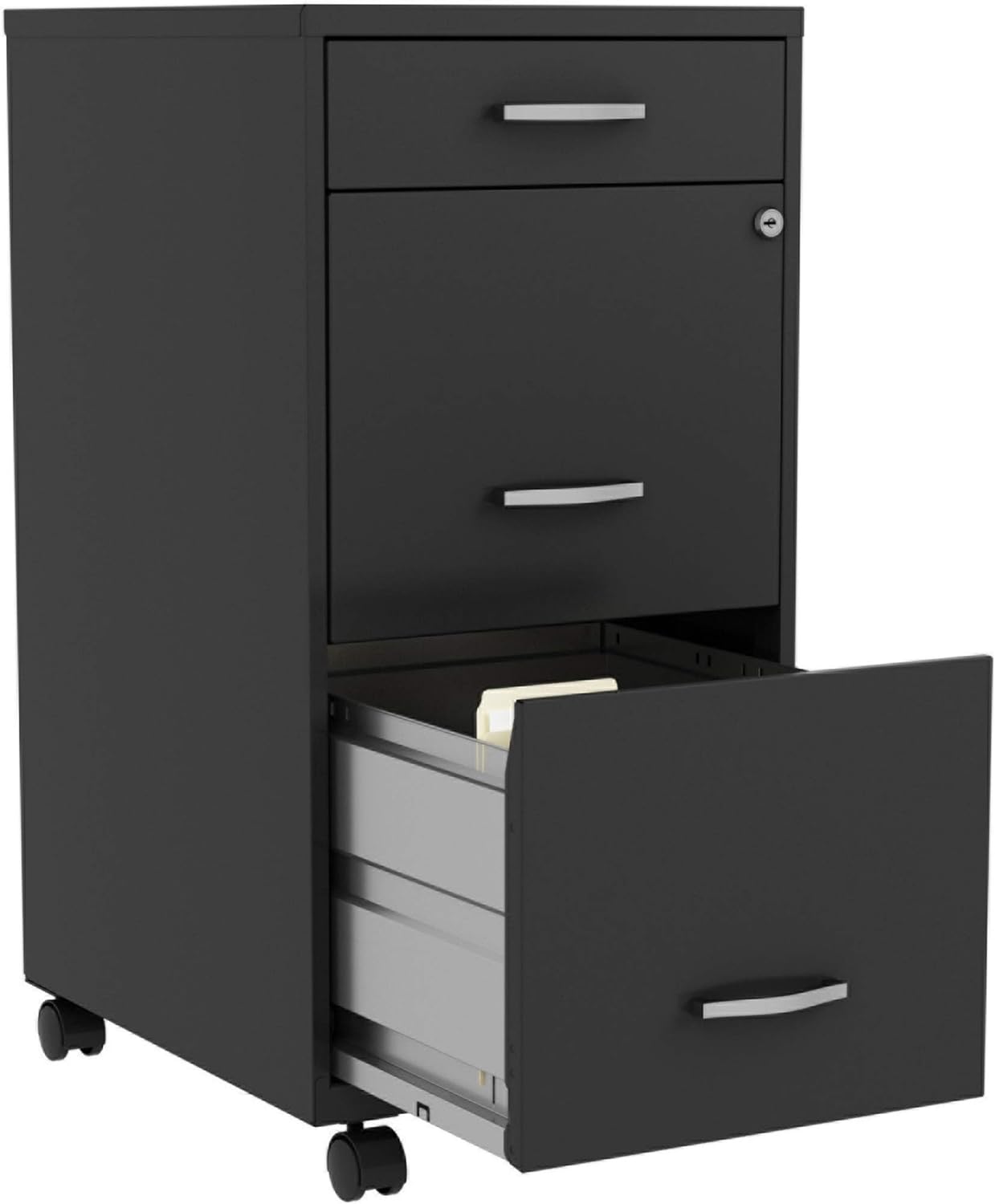 LYS SOHO Box/File/File 3-Drawer Mobile File Cabinet, Black, 14.3" x 18" x 29.5"