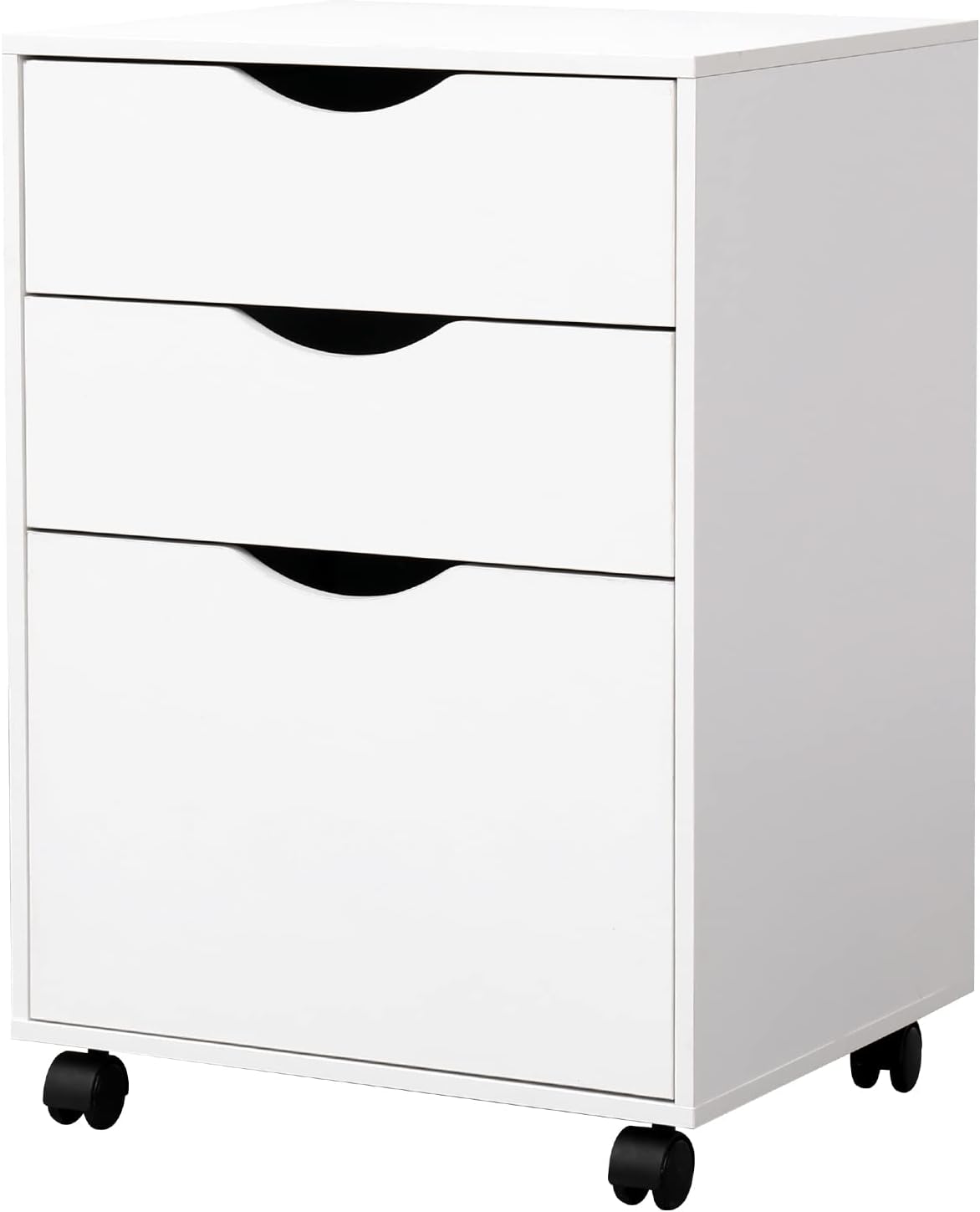 3 Drawer File Cabinet, Mobile Vertical Filing Cabinet fits A4, Legal Paper and Letter Paper for Home Office, White