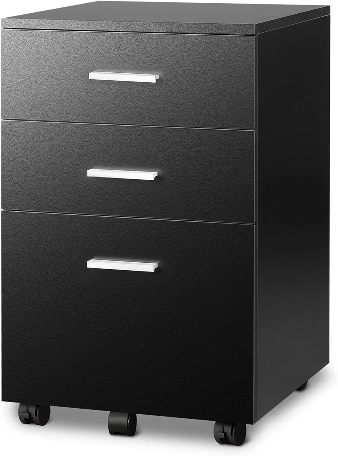 3 Drawer Wood Mobile File Cabinet, Rolling Filing Cabinet for Letter/A4 Size, Black