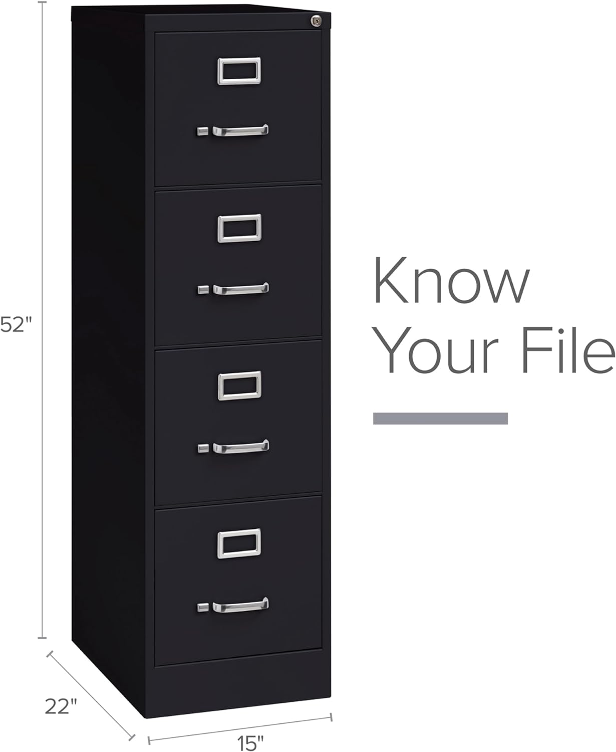 4 Drawer Letter Size Commercial File Finish: Black, Fully Assembled