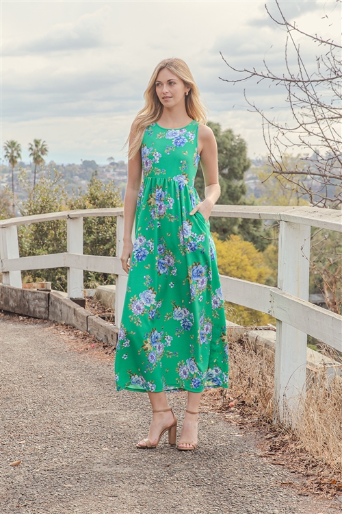 Green Floral Maxi Dress