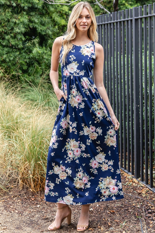 Navy Floral Maxi Dress