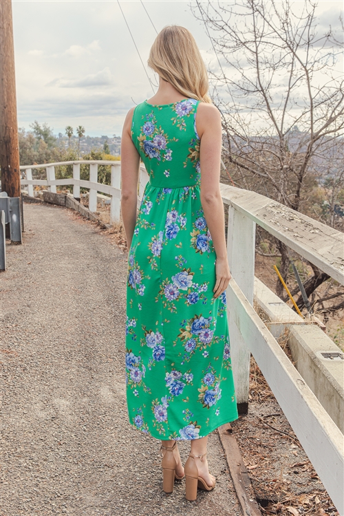 Green Floral Maxi Dress