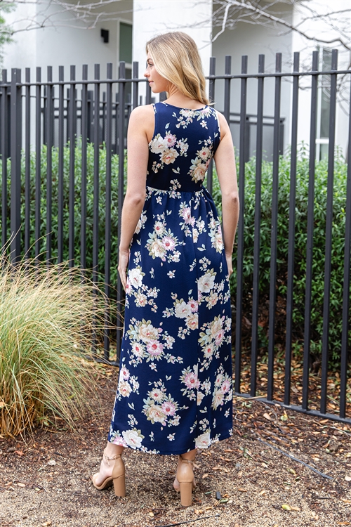 Navy Floral Maxi Dress