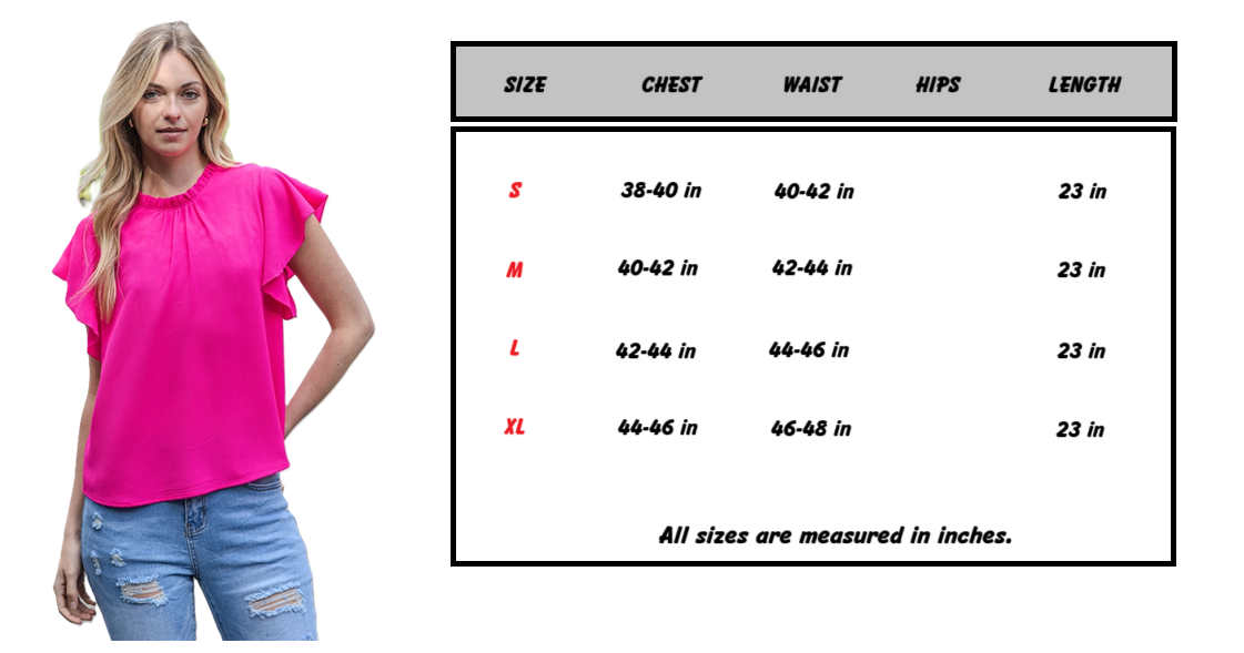 Women's Pink Ruffle Sleeve Top