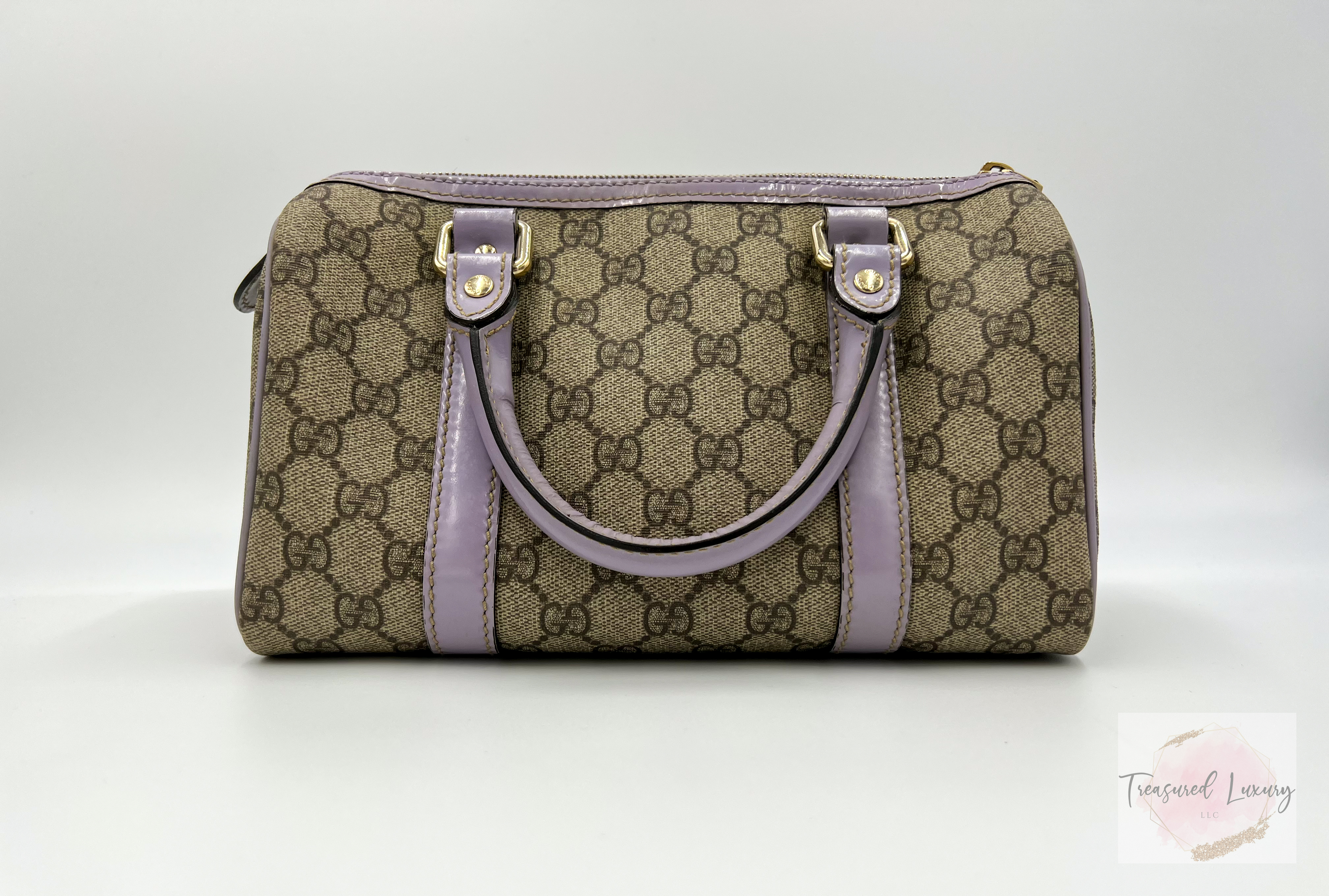GUCCI MONOGRAM LILAC TRIM BOSTON BAG