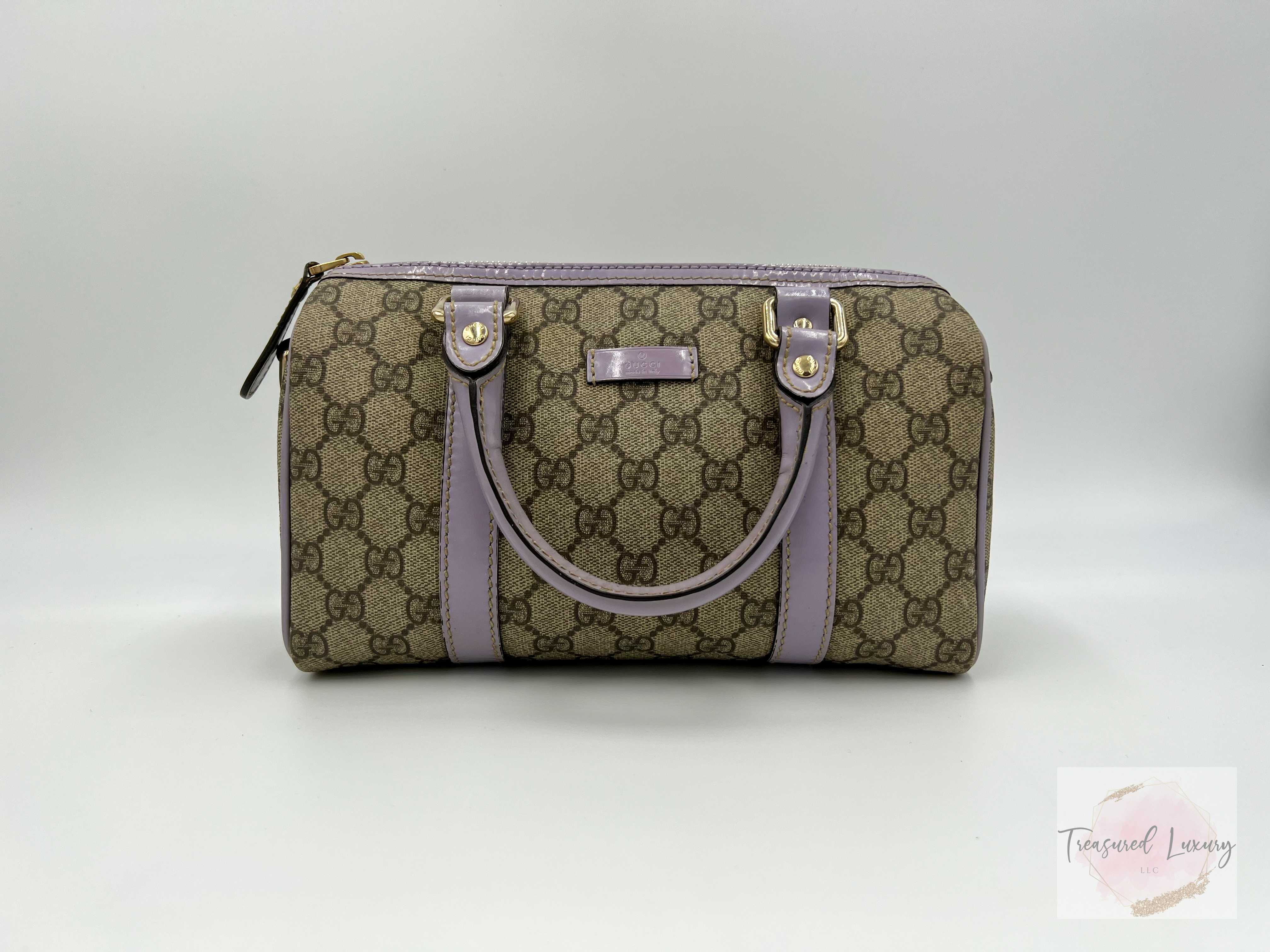 GUCCI MONOGRAM LILAC TRIM BOSTON BAG