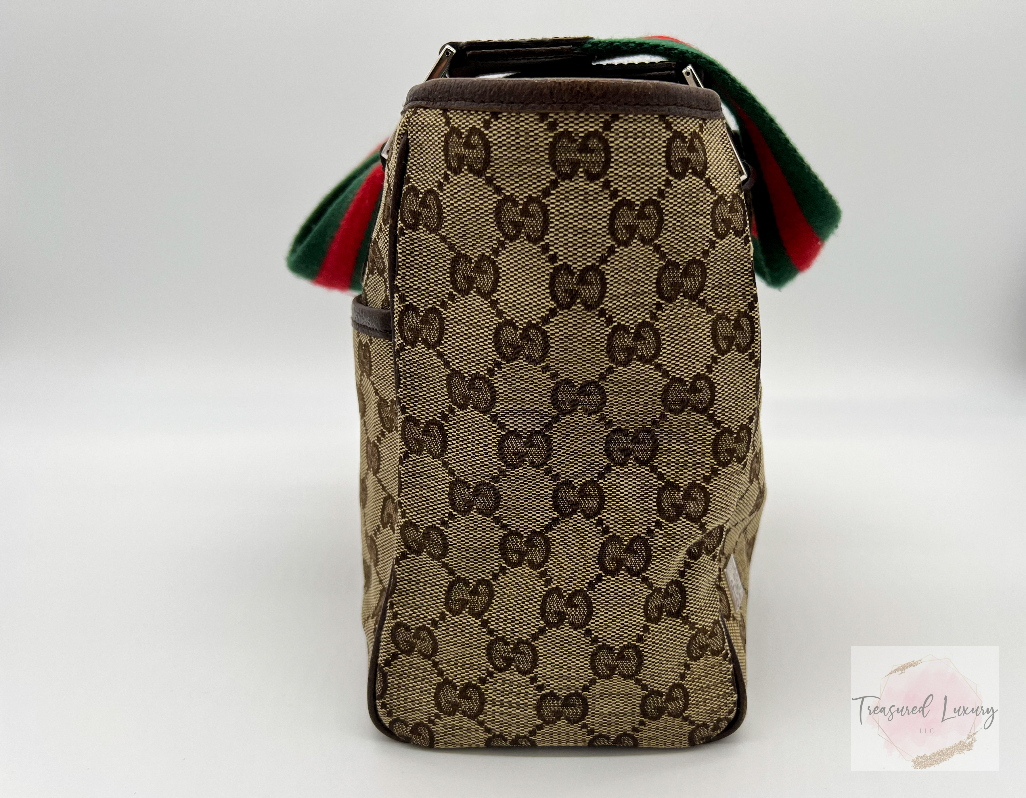WEB HANDLE BUCKLE TOTE GG CANVAS MEDIUM