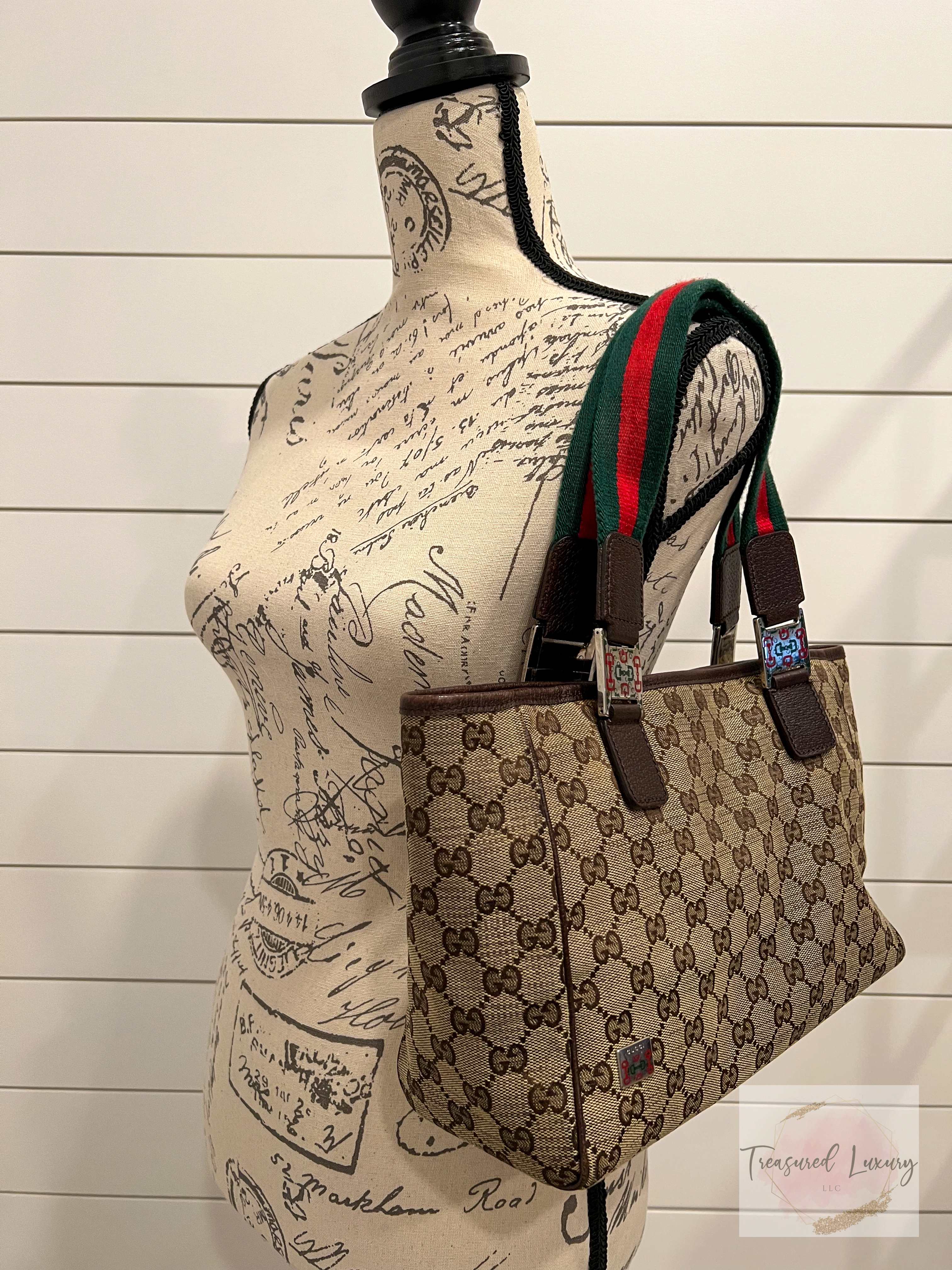 WEB HANDLE BUCKLE TOTE GG CANVAS MEDIUM