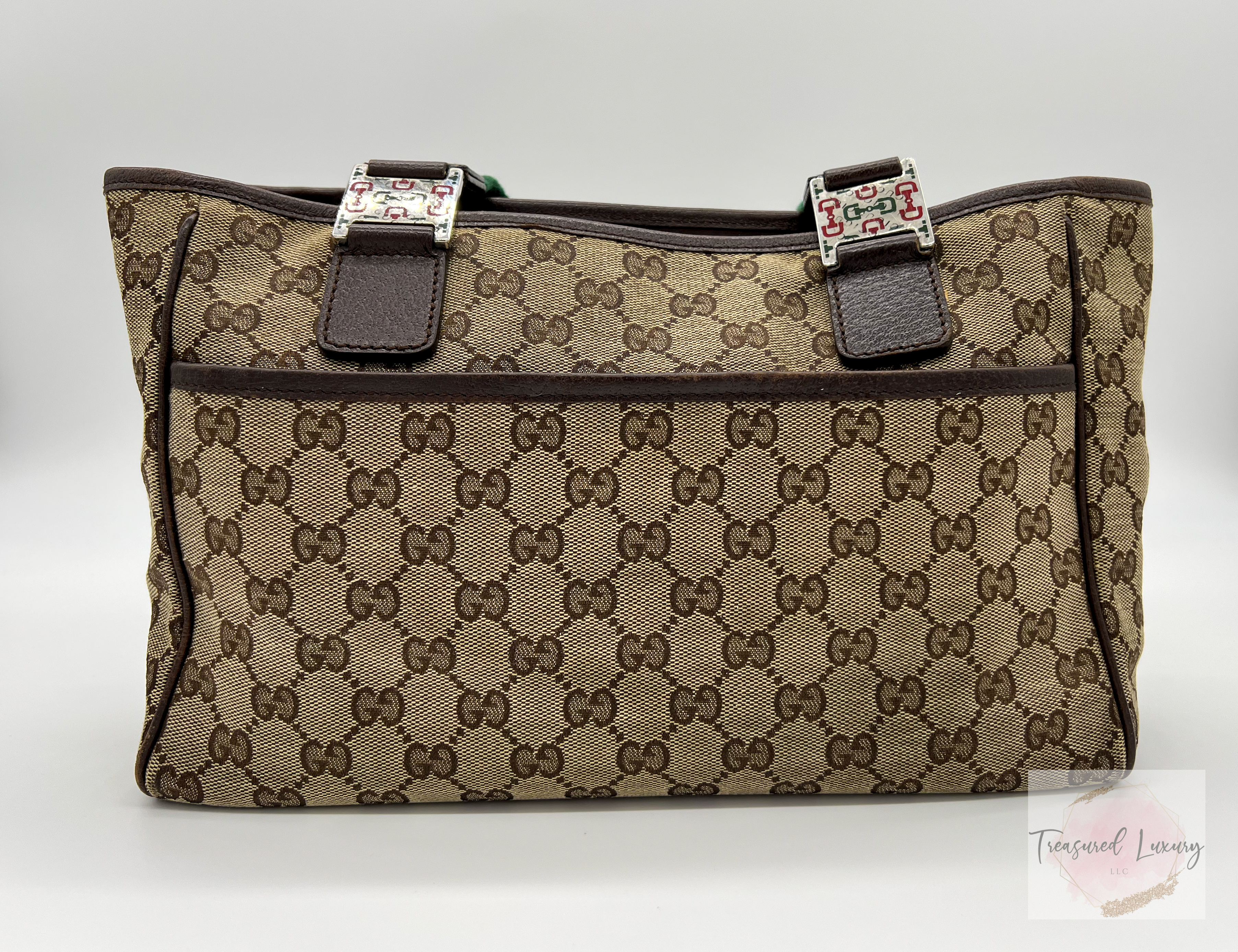 WEB HANDLE BUCKLE TOTE GG CANVAS MEDIUM