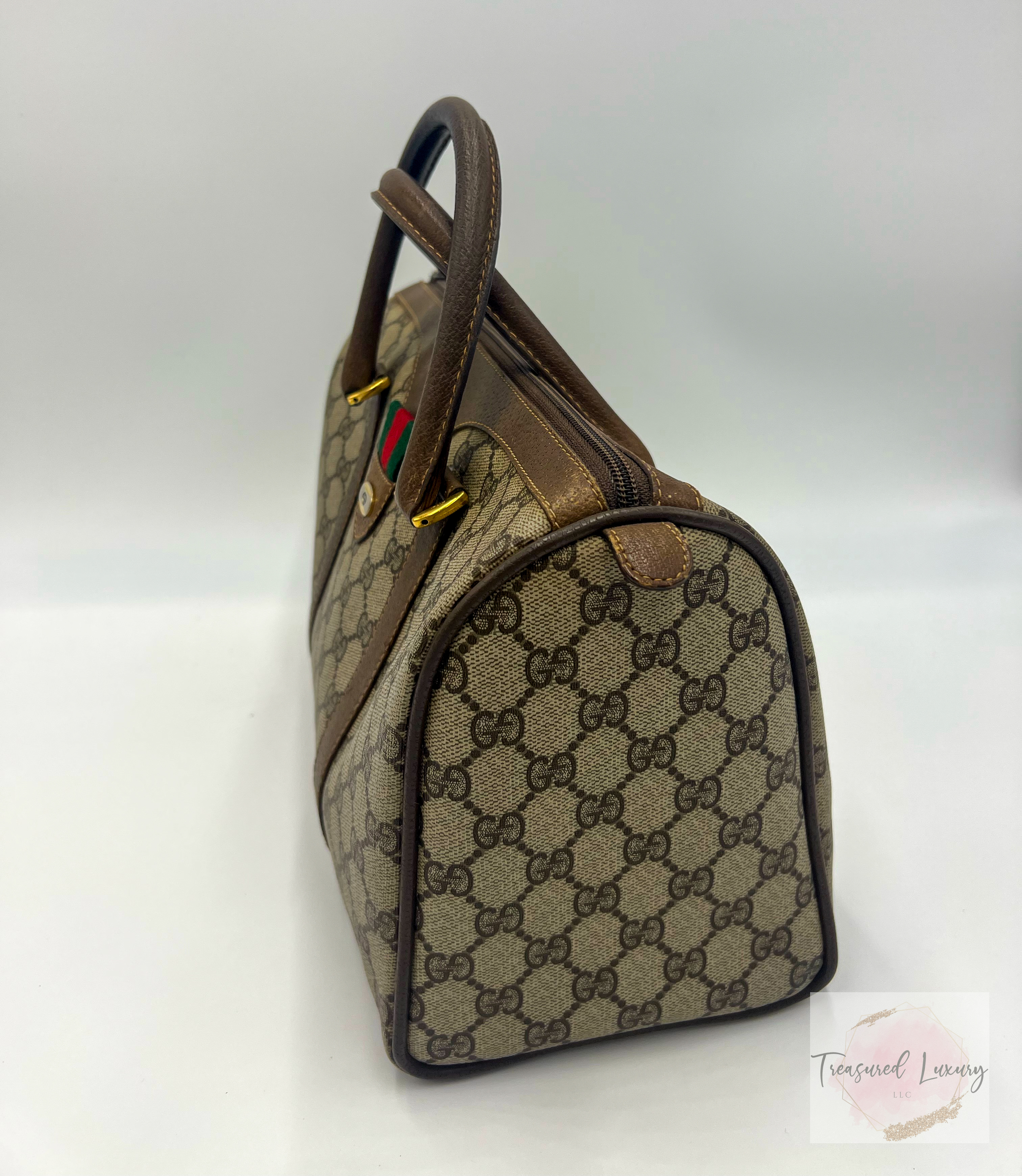 GUCCI LOGOS SHERRY GG PATTERN BOSTON BAG