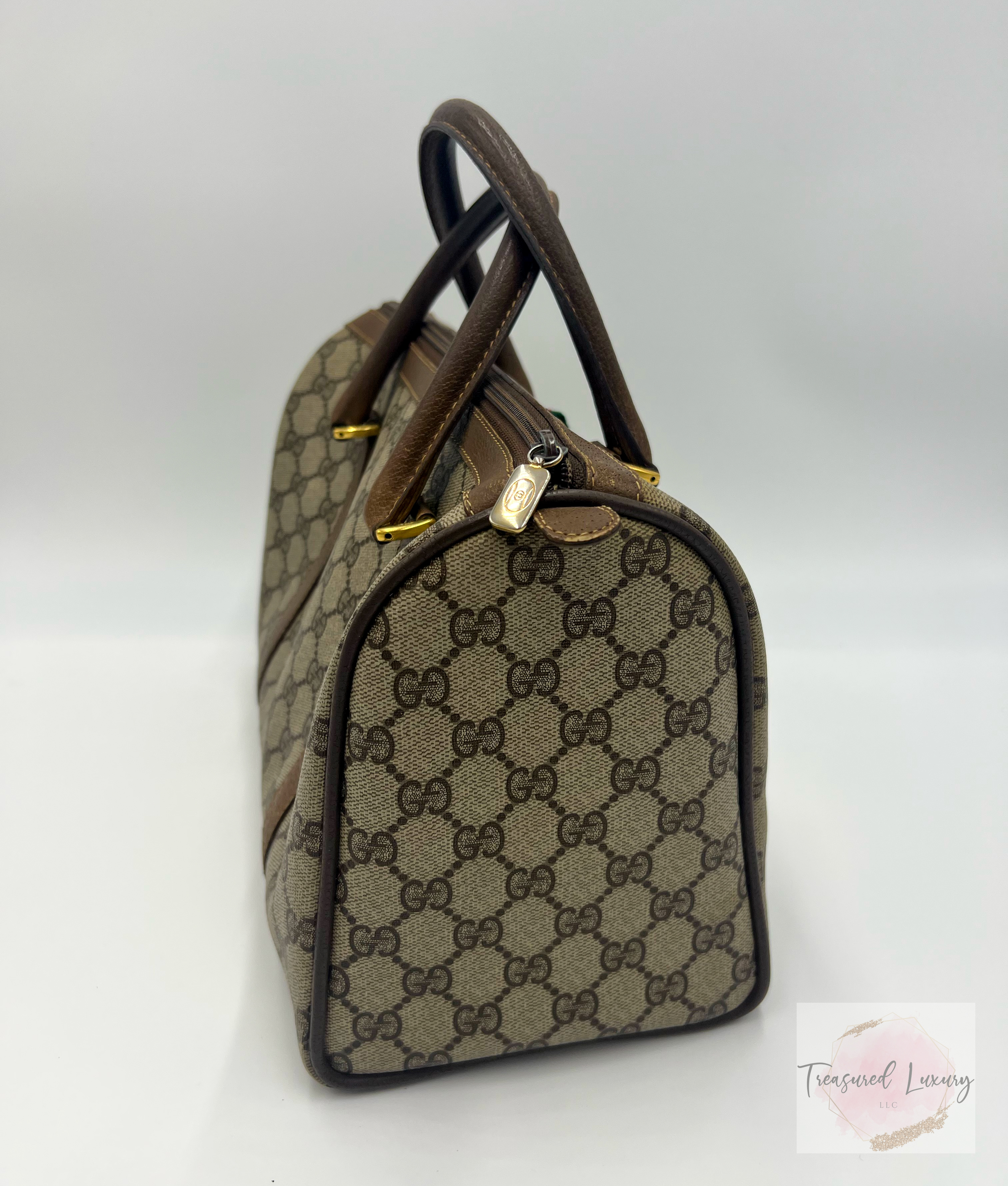 GUCCI LOGOS SHERRY GG PATTERN BOSTON BAG