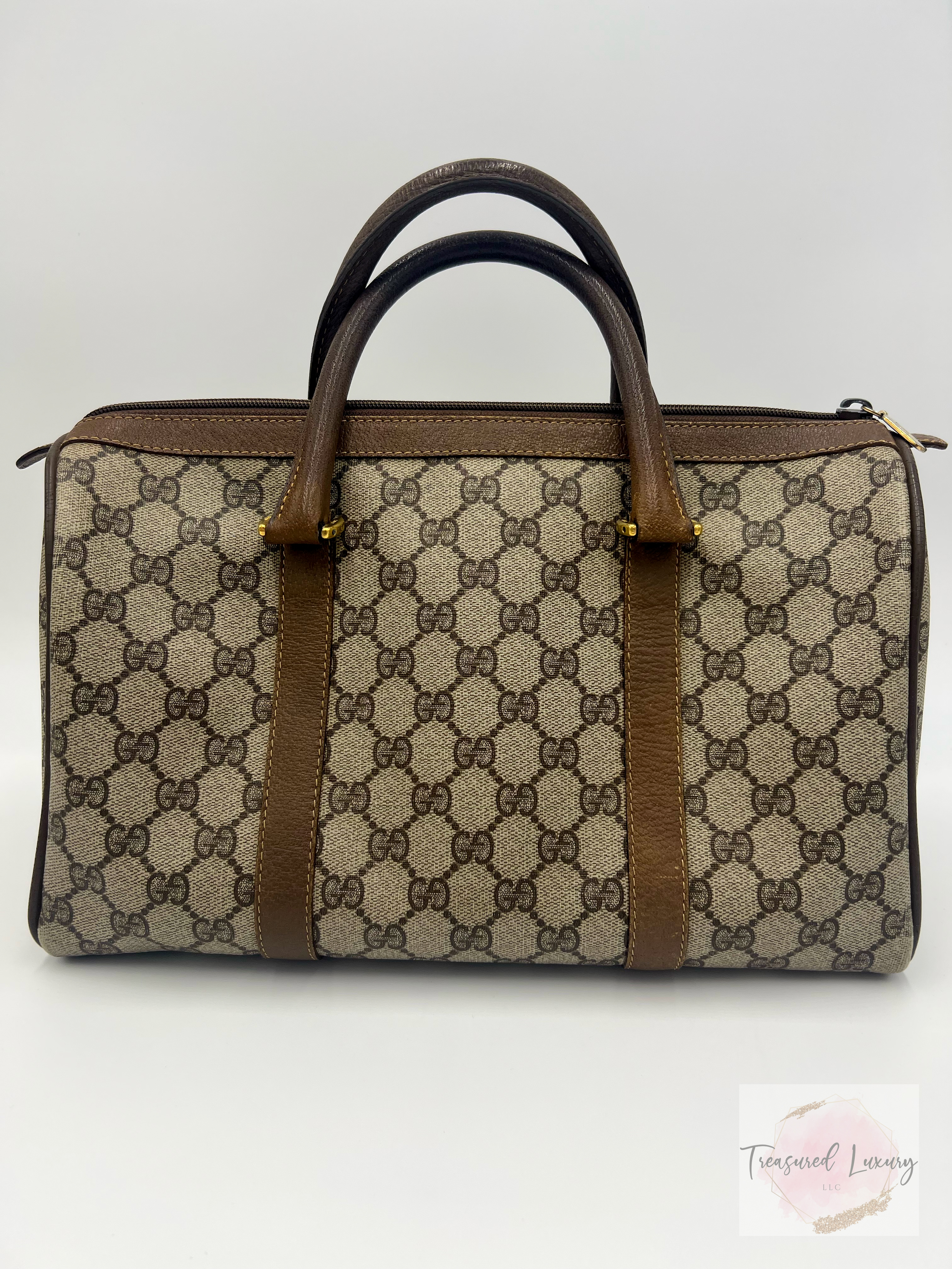 GUCCI LOGOS SHERRY GG PATTERN BOSTON BAG
