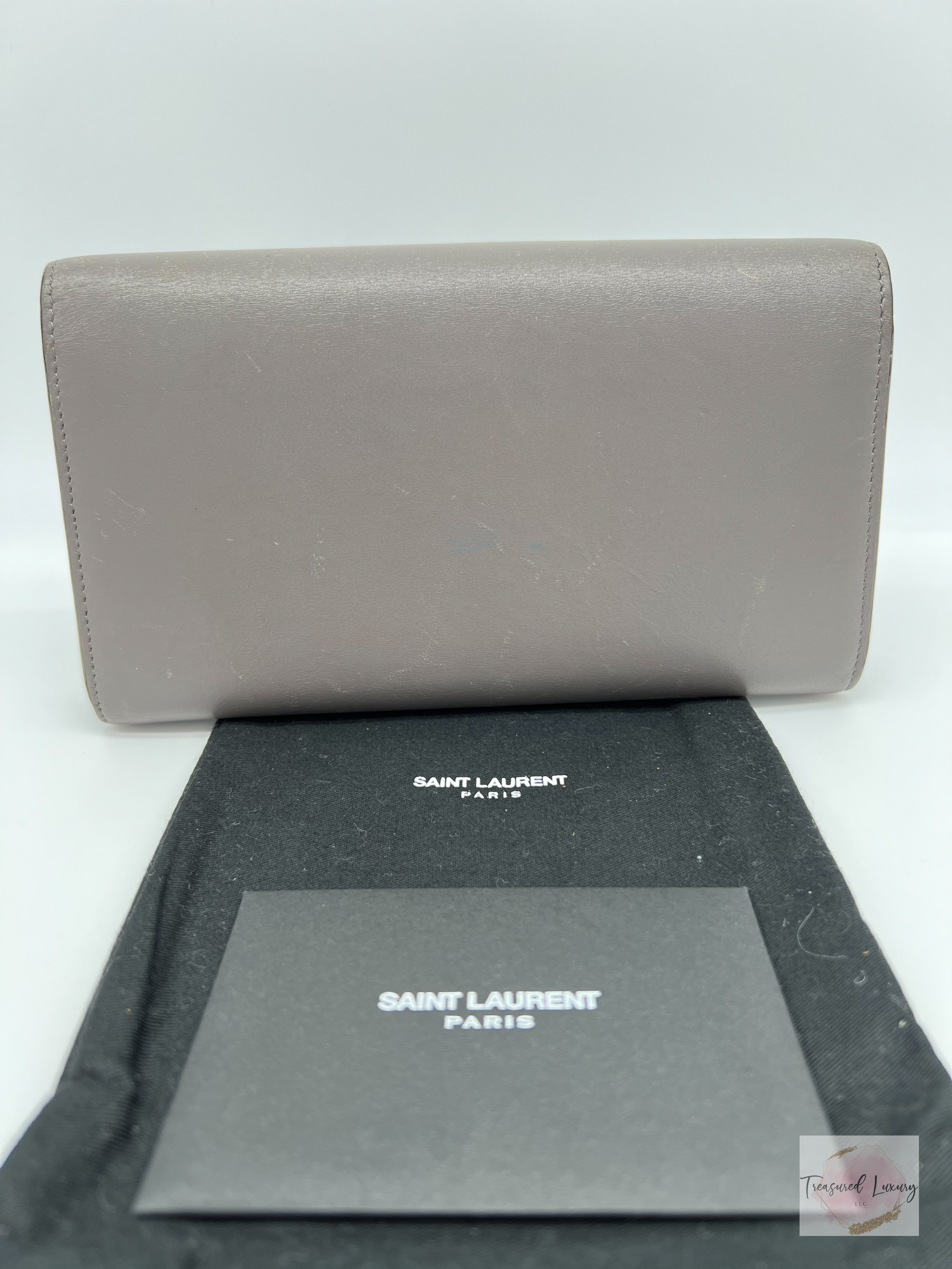 SAINT LAURENT FOLD PURSE LONG WALLET - GRAY