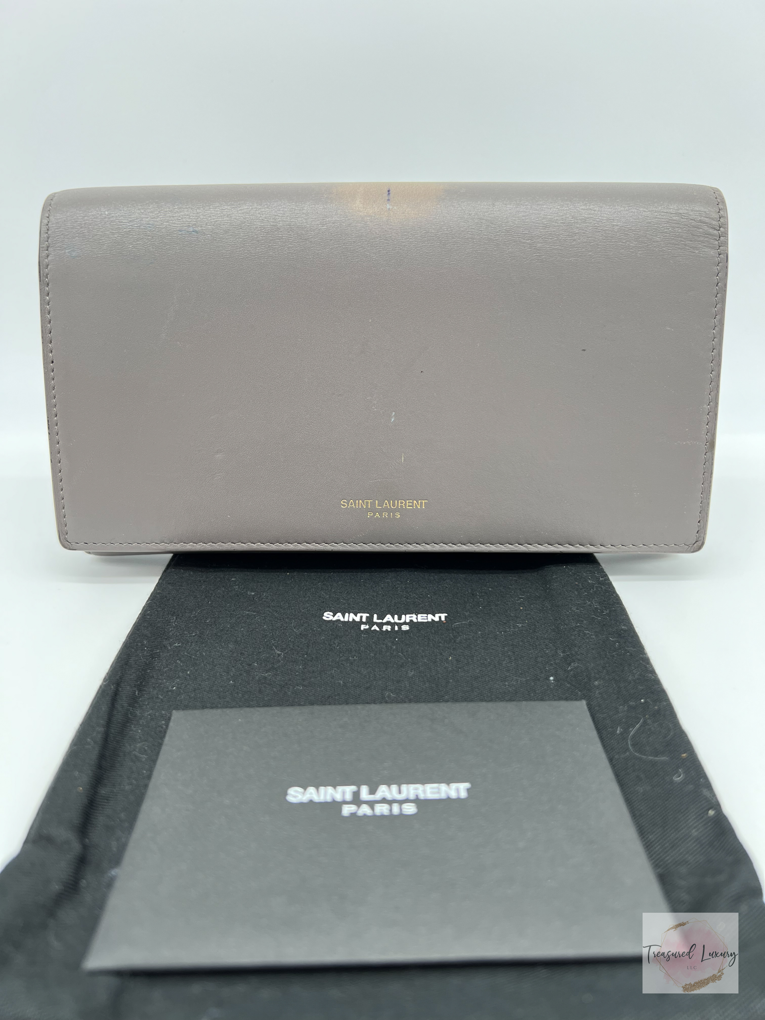 SAINT LAURENT FOLD PURSE LONG WALLET - GRAY