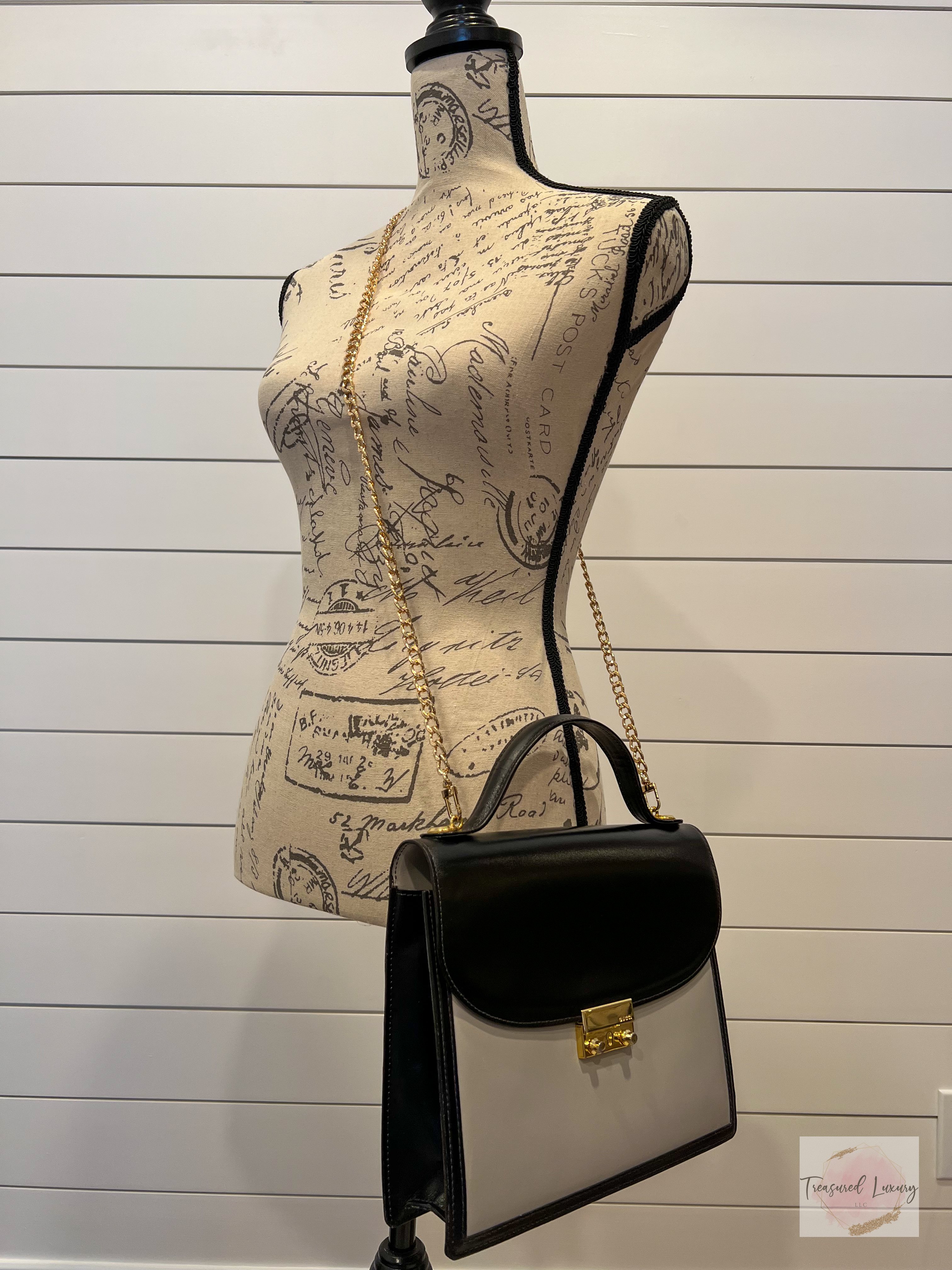GUCCI TOP HANDLE SATCHEL, BLACK AND GRAY
