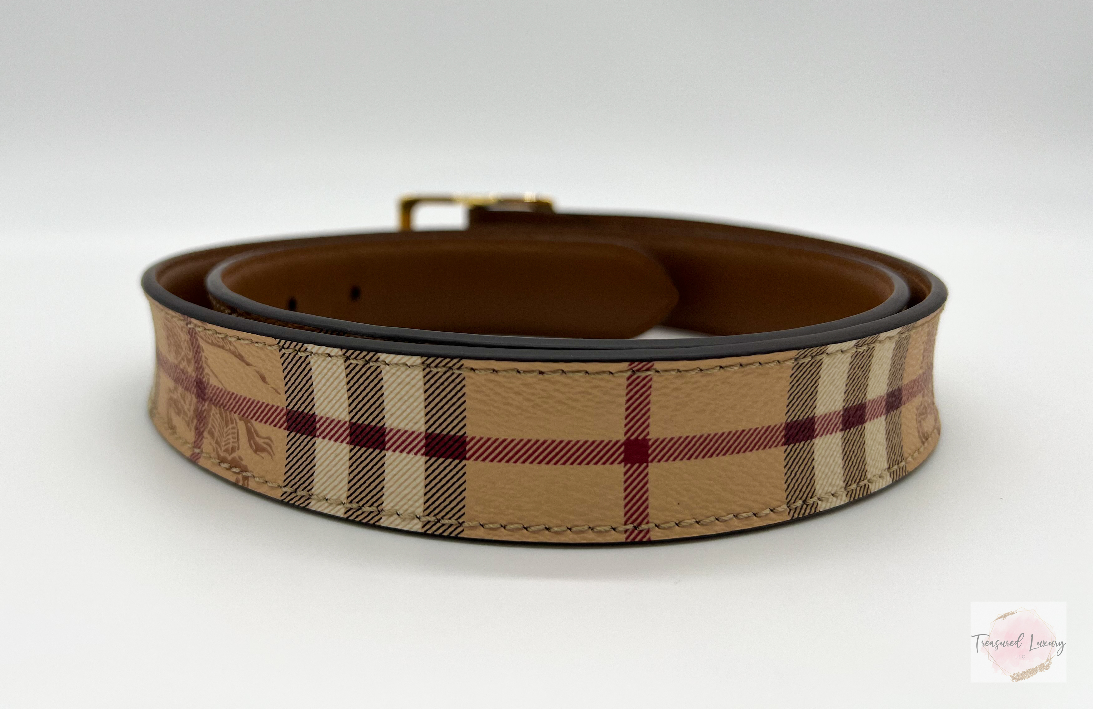 BURBERRY HAYMARKET NOVA CHECK LEATHER BELT SIZE 38"