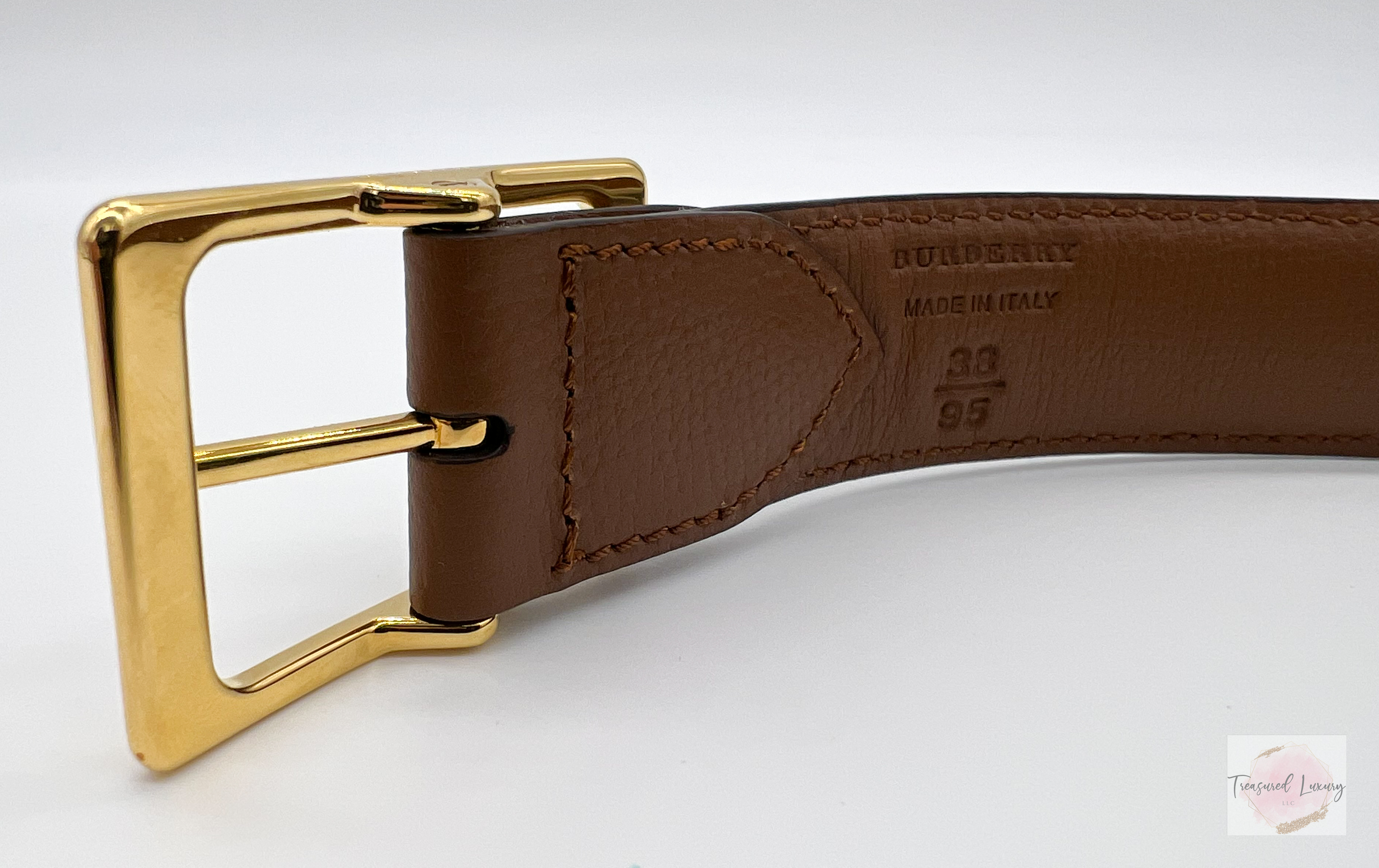 BURBERRY HAYMARKET NOVA CHECK LEATHER BELT SIZE 38"