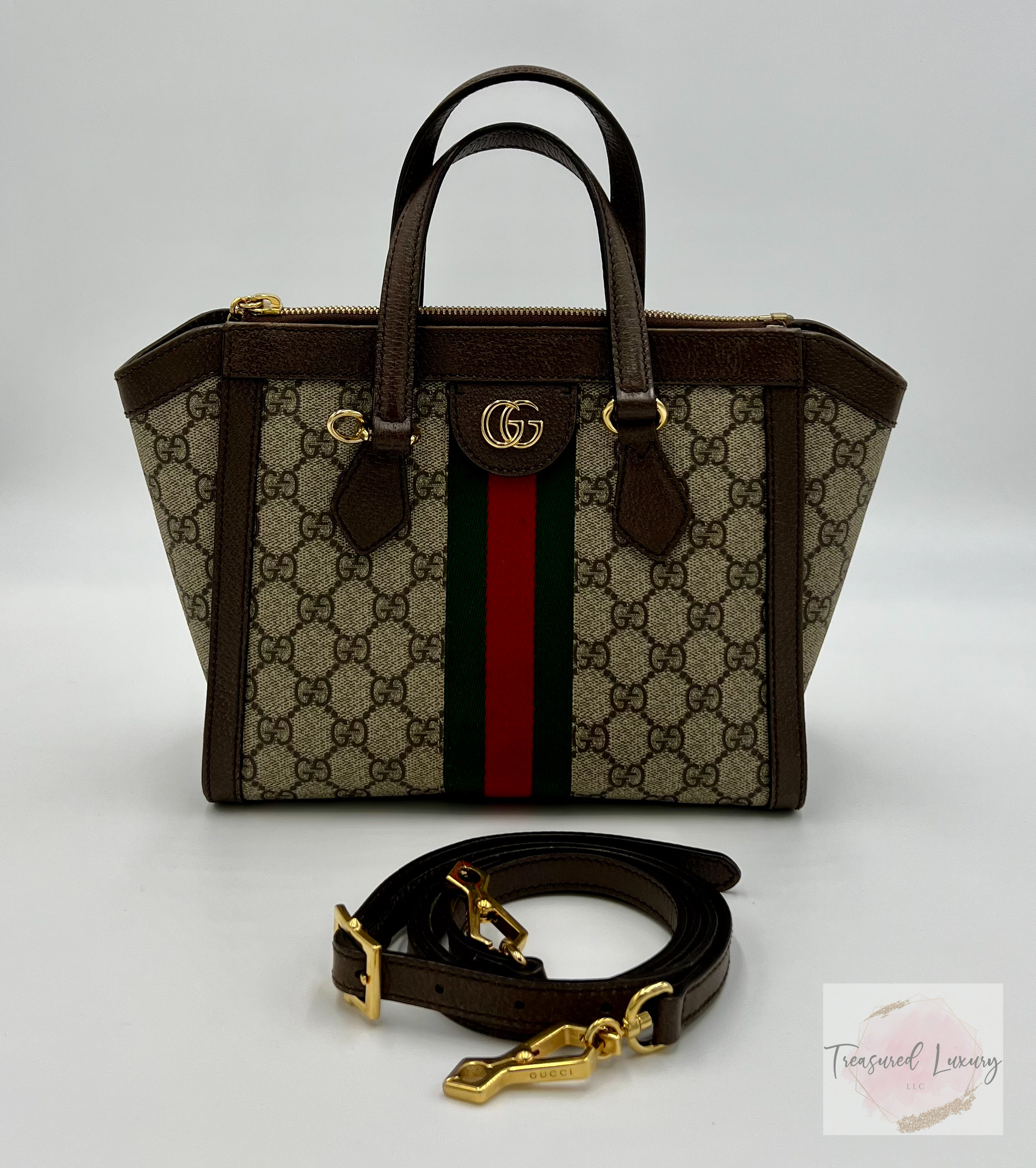 GUCCI BEIGE/BROWN OPHIDIA GG SMALL TOTE BAG