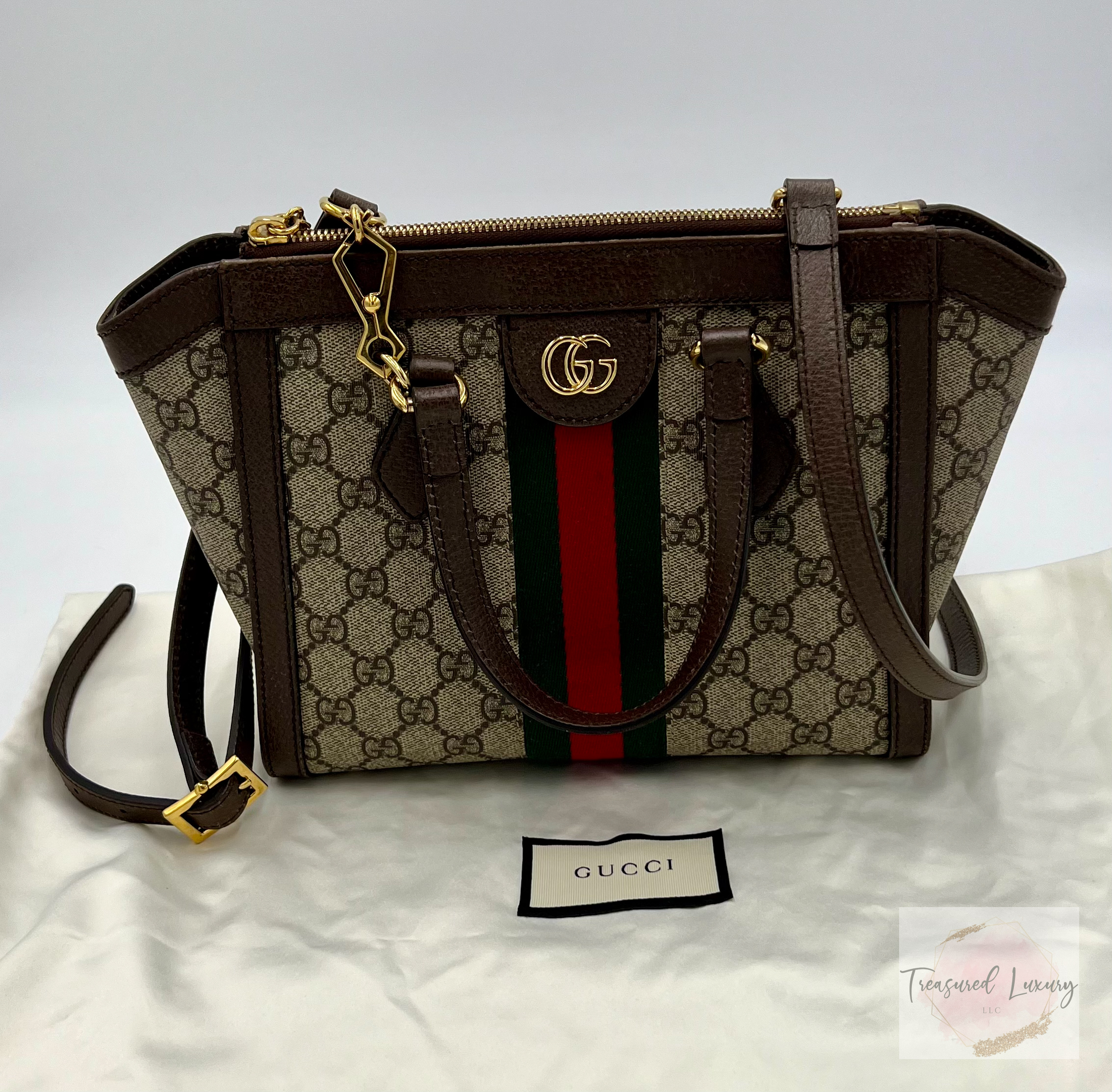 GUCCI BEIGE/BROWN OPHIDIA GG SMALL TOTE BAG