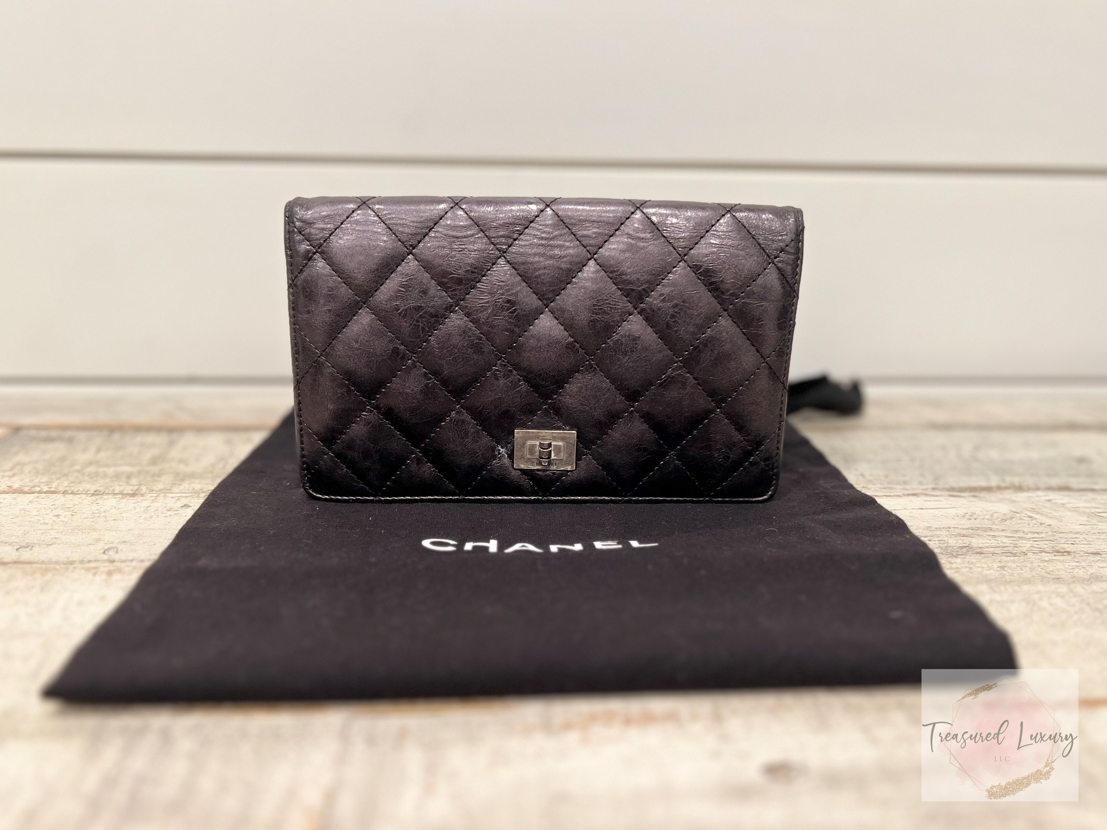 CHANEL BLACK QUILTED LEATHER REISSUE CONTINENTAL WALLET
