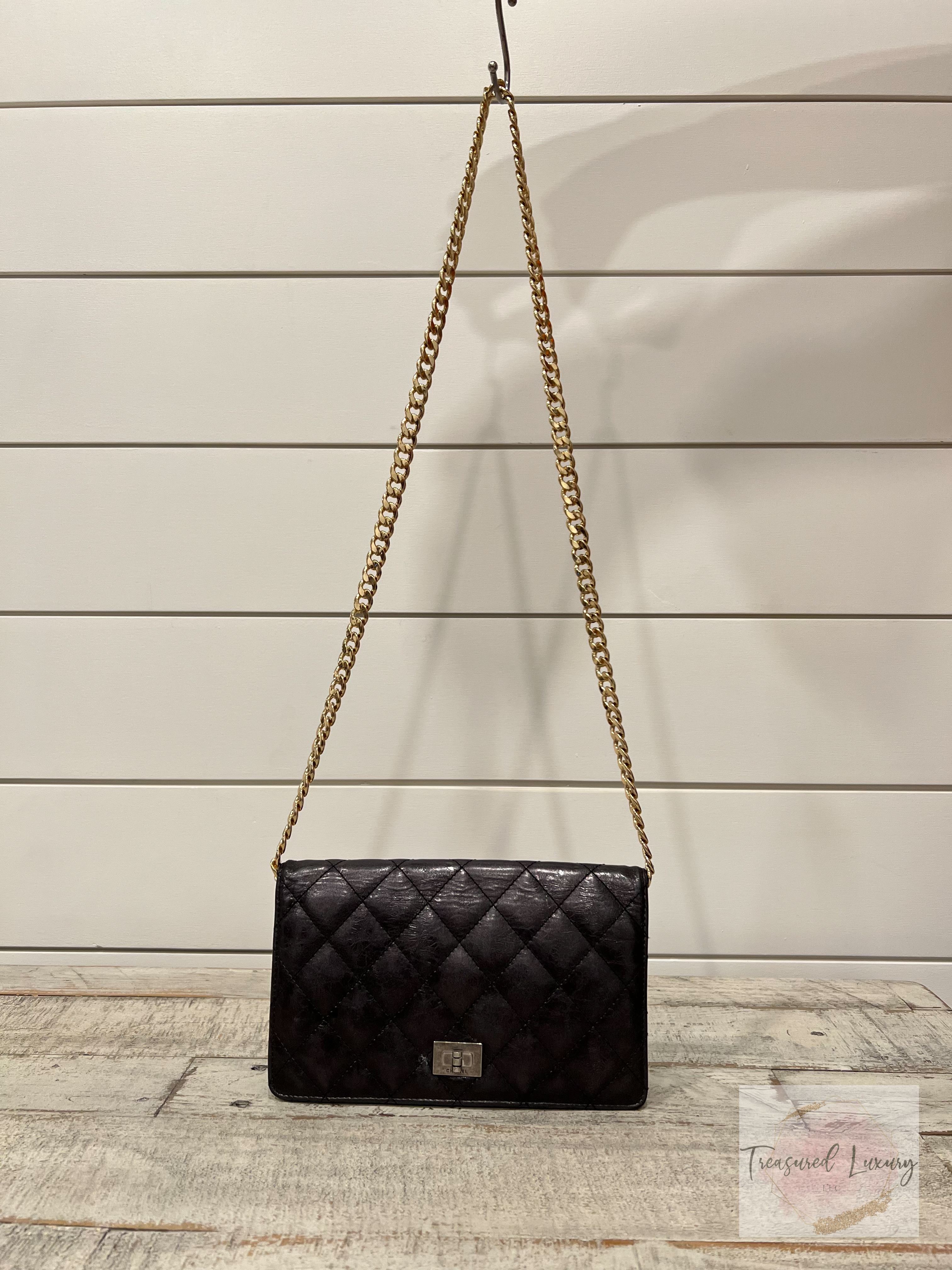 CHANEL BLACK QUILTED LEATHER REISSUE CONTINENTAL WALLET