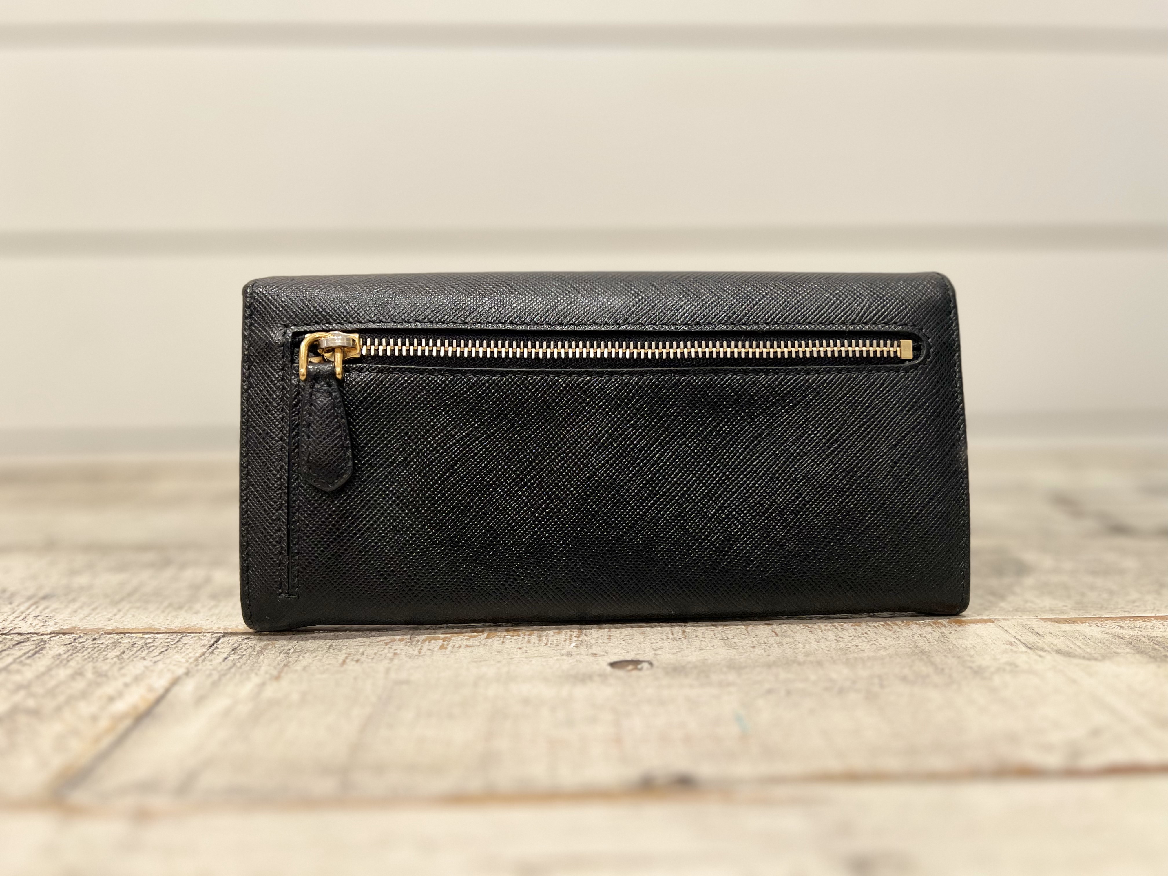 PRADA LARGE SAFFIANO LEATHER WALLET BLACK