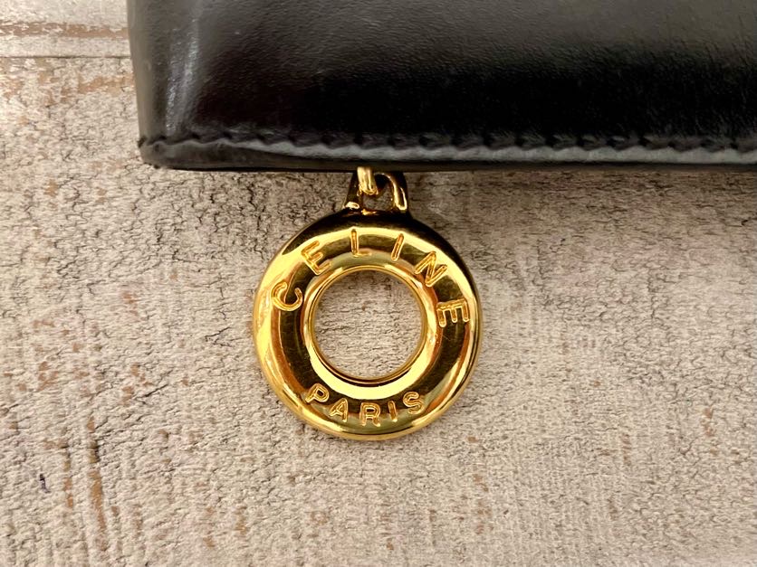 CELINE MACADAM PATTERN LOGO EMBOSSED MINI TOTE BAG BLACK