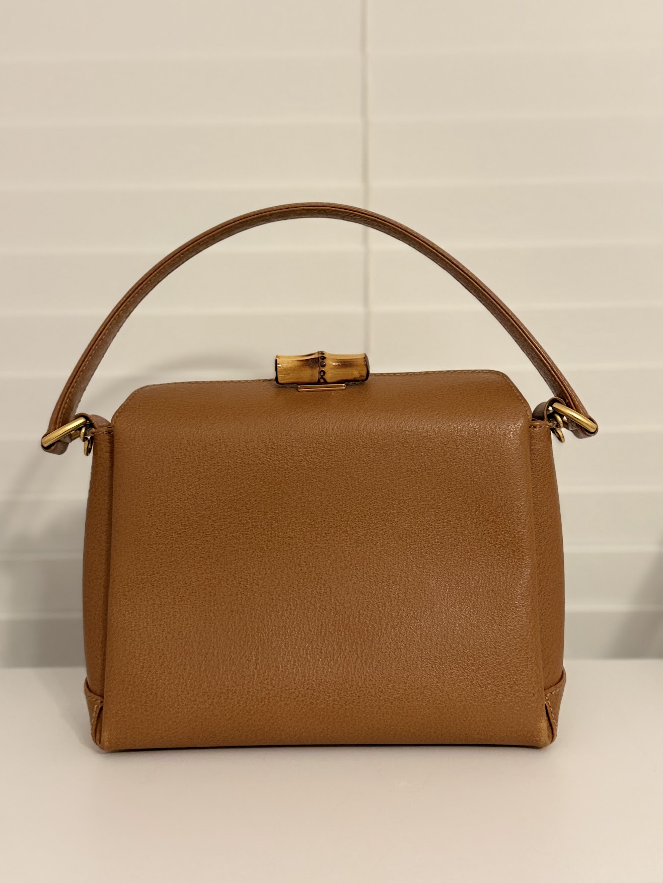 GUCCI TURNLOCK BAMBOO BOX CONVERTIBLE HANDBAG/CROSSBODY BAG