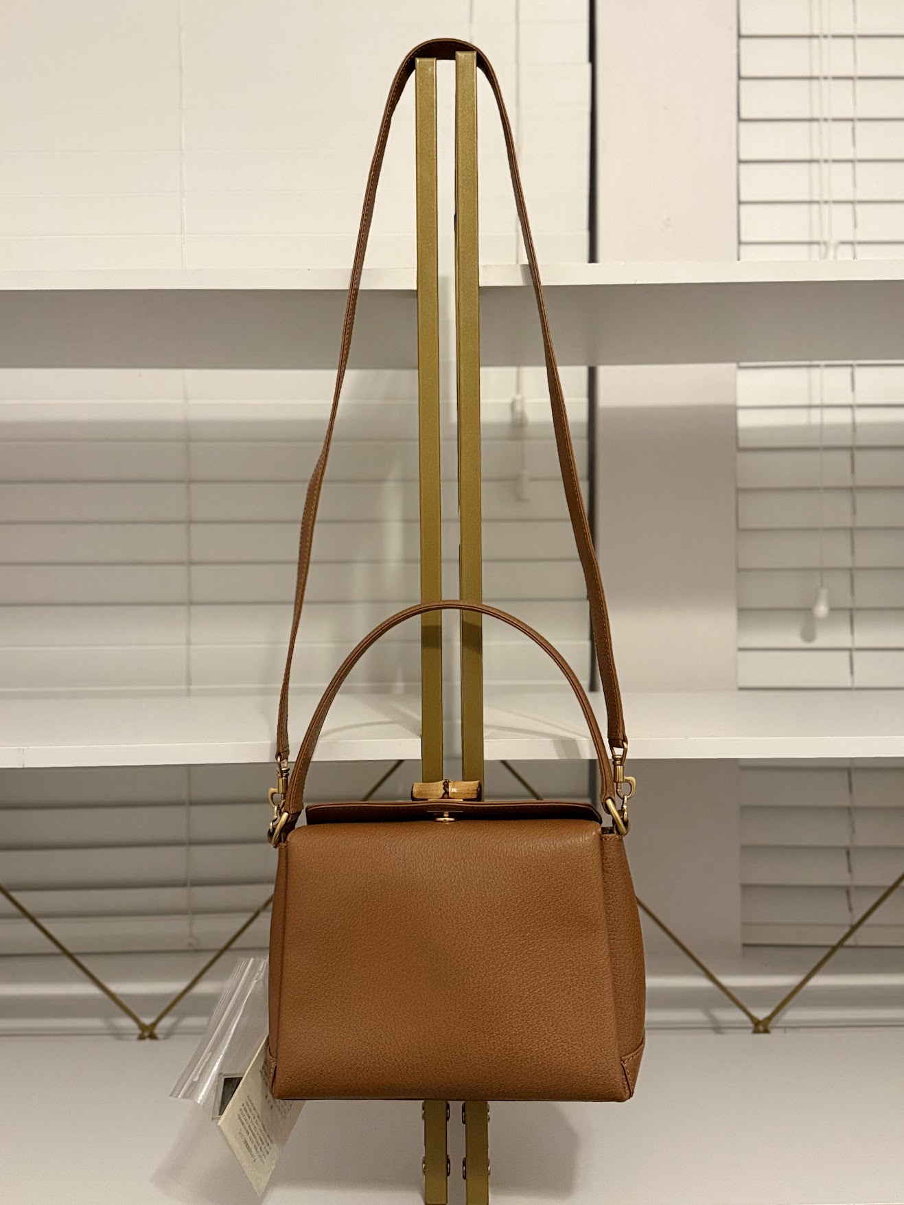 GUCCI TURNLOCK BAMBOO BOX CONVERTIBLE HANDBAG/CROSSBODY BAG