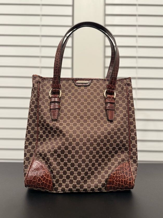 CELINE MACADAM CROCODILE EMBOSSED CANVAS TOTE BAG (SC-ST-1028)